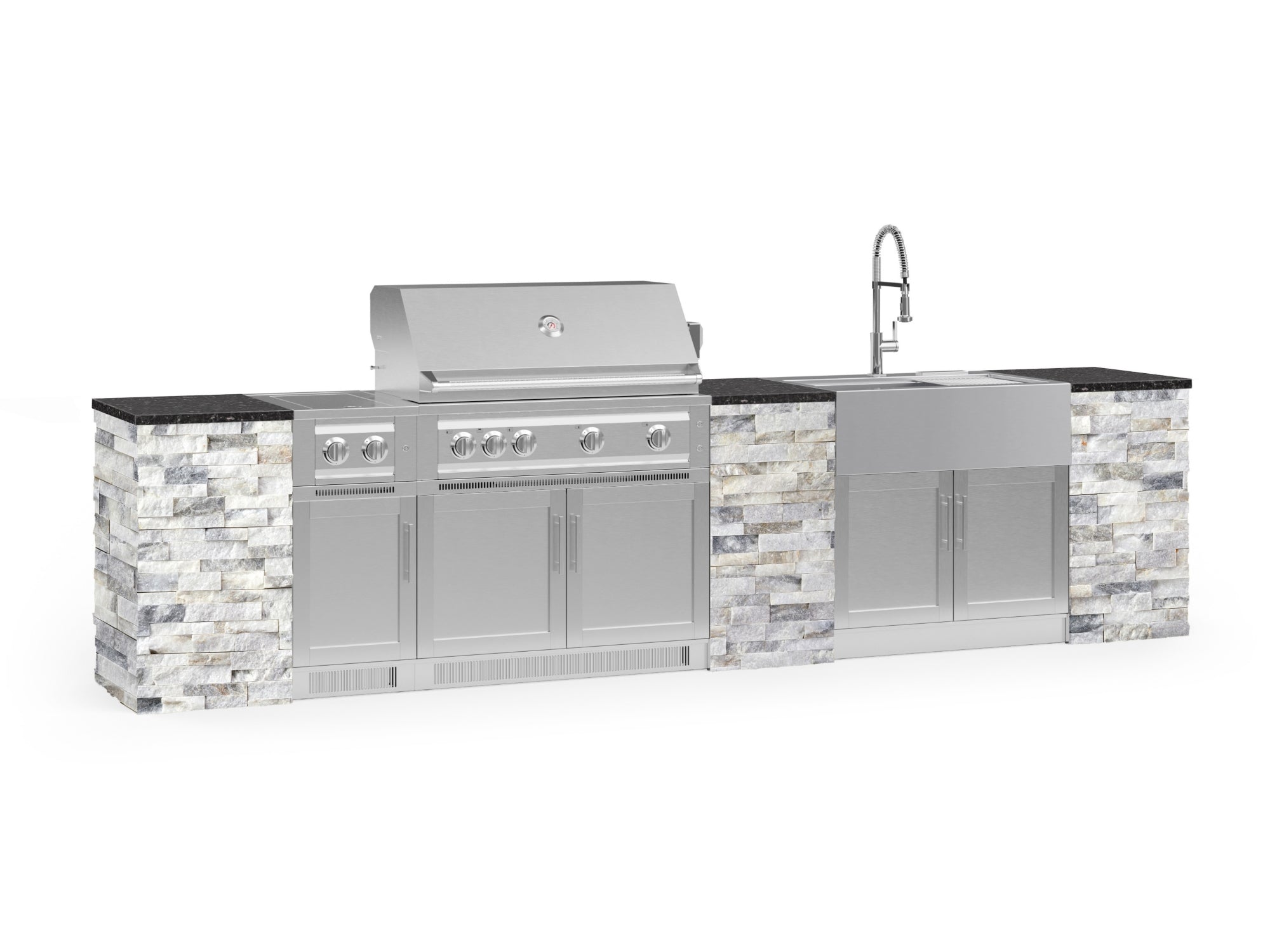 White Crystal Marble / 40 in. Platinum Grill (NG) / Black Galaxy