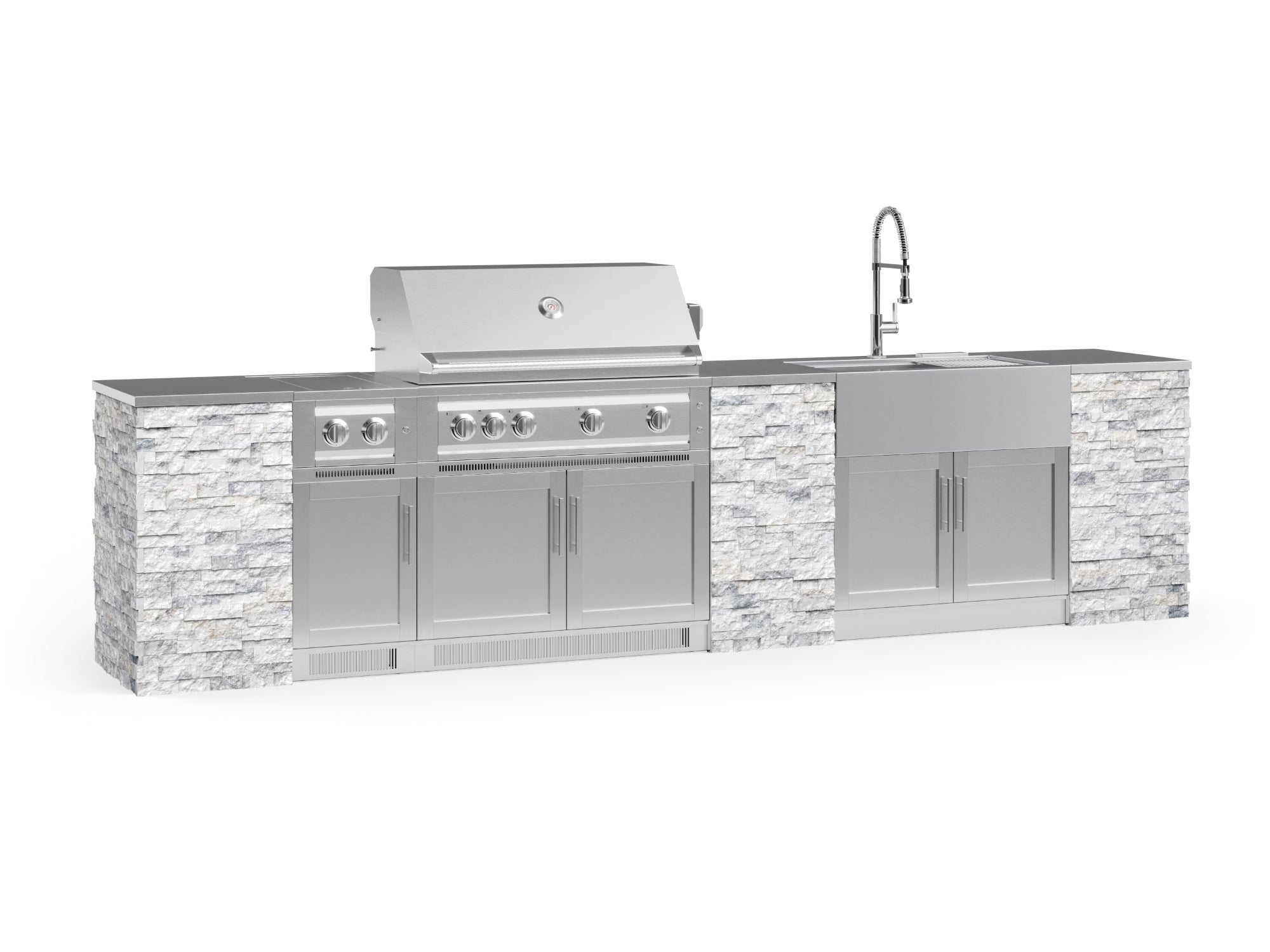 White Crystal Marble / 40 in. Platinum Grill (NG) / Stainless Steel