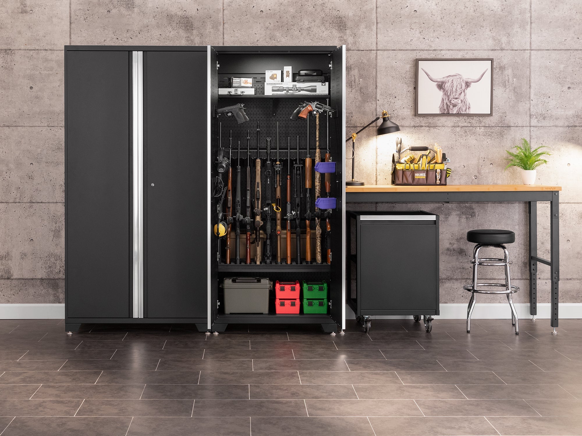 Secure Gun Cabinet Accessory - 36 in. 12 Gun Stock Rest