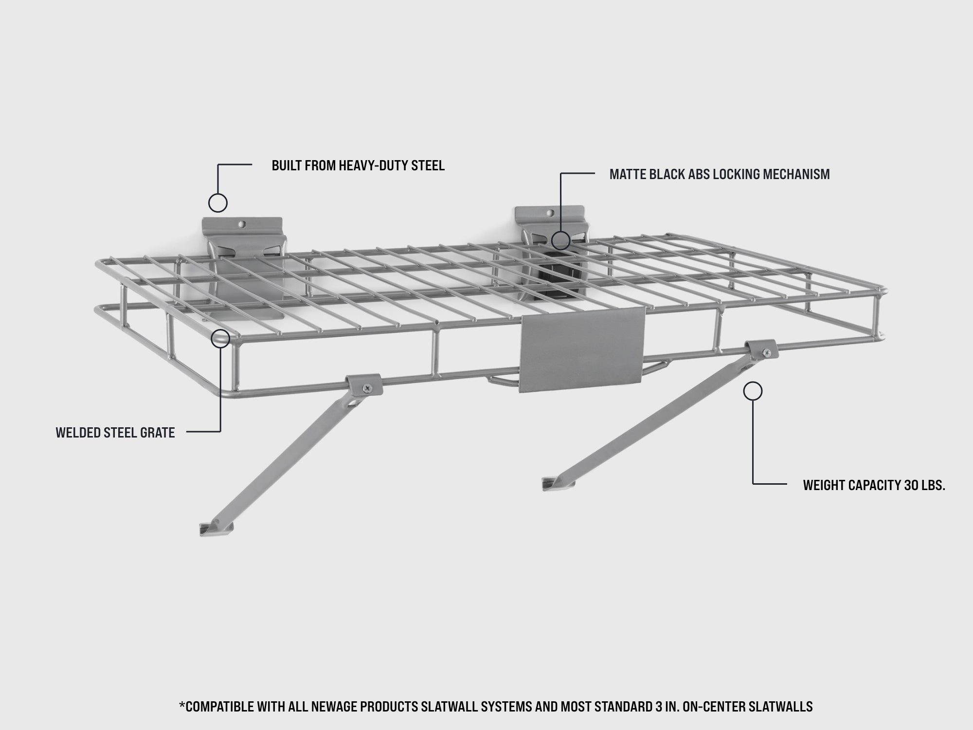 Lockable Slatwall 2ft Wire Shelves (Pack of 2)