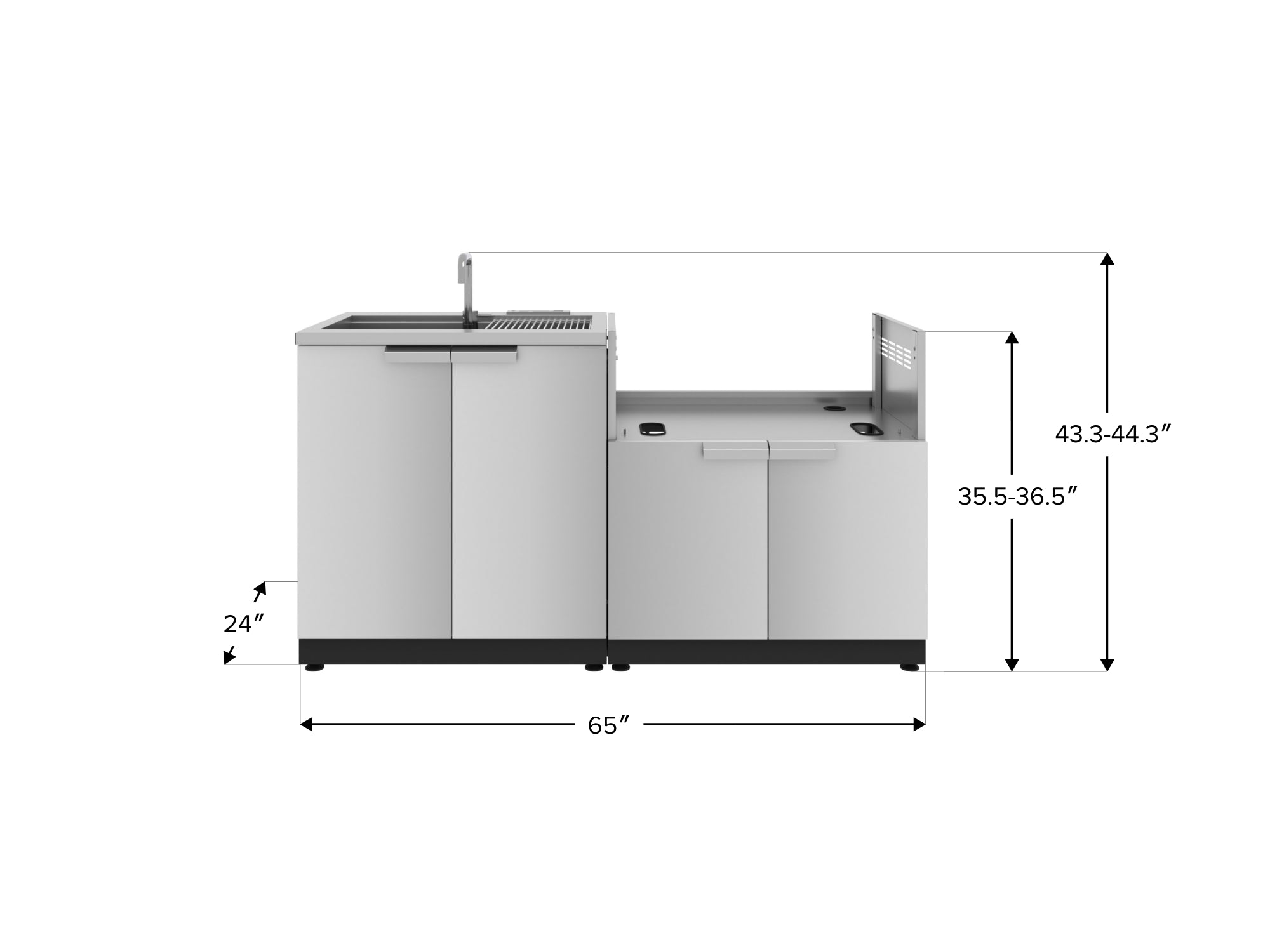 Outdoor Kitchen Stainless Steel 2 Piece Cabinet set with Sink and Grill Cabinet