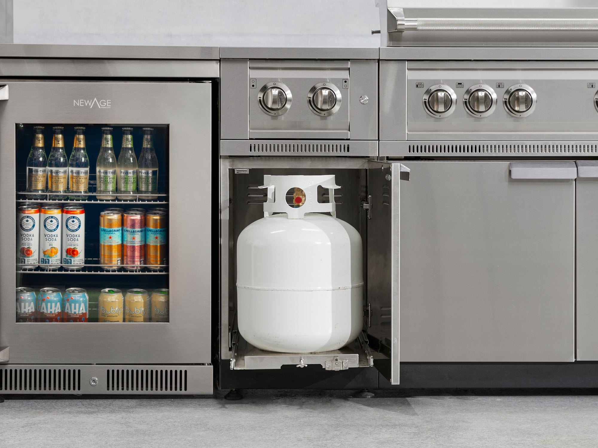 Outdoor Kitchen Stainless Steel 6-Piece Cabinet Set with Platinum Grill, Dual Side Burner, Bar and Grill Cabinet and Stainless Steel Countertop