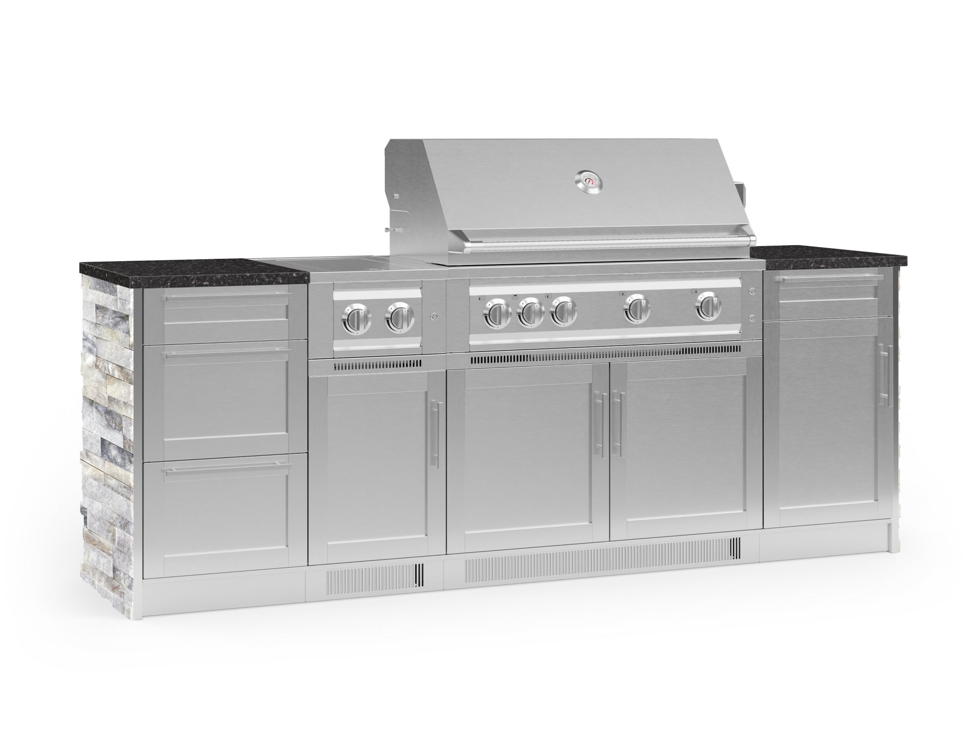 White Crystal Marble / 40 in. Platinum Grill (NG) / Black Galaxy