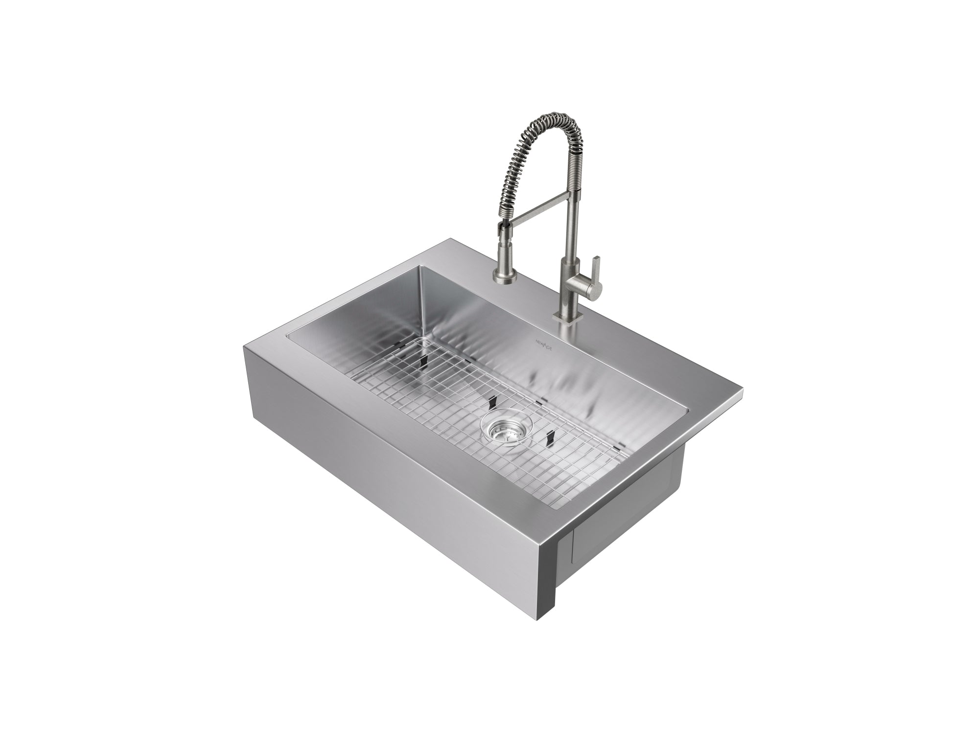 36 in. Farmhouse Sink with Coiled Pull Down Faucet