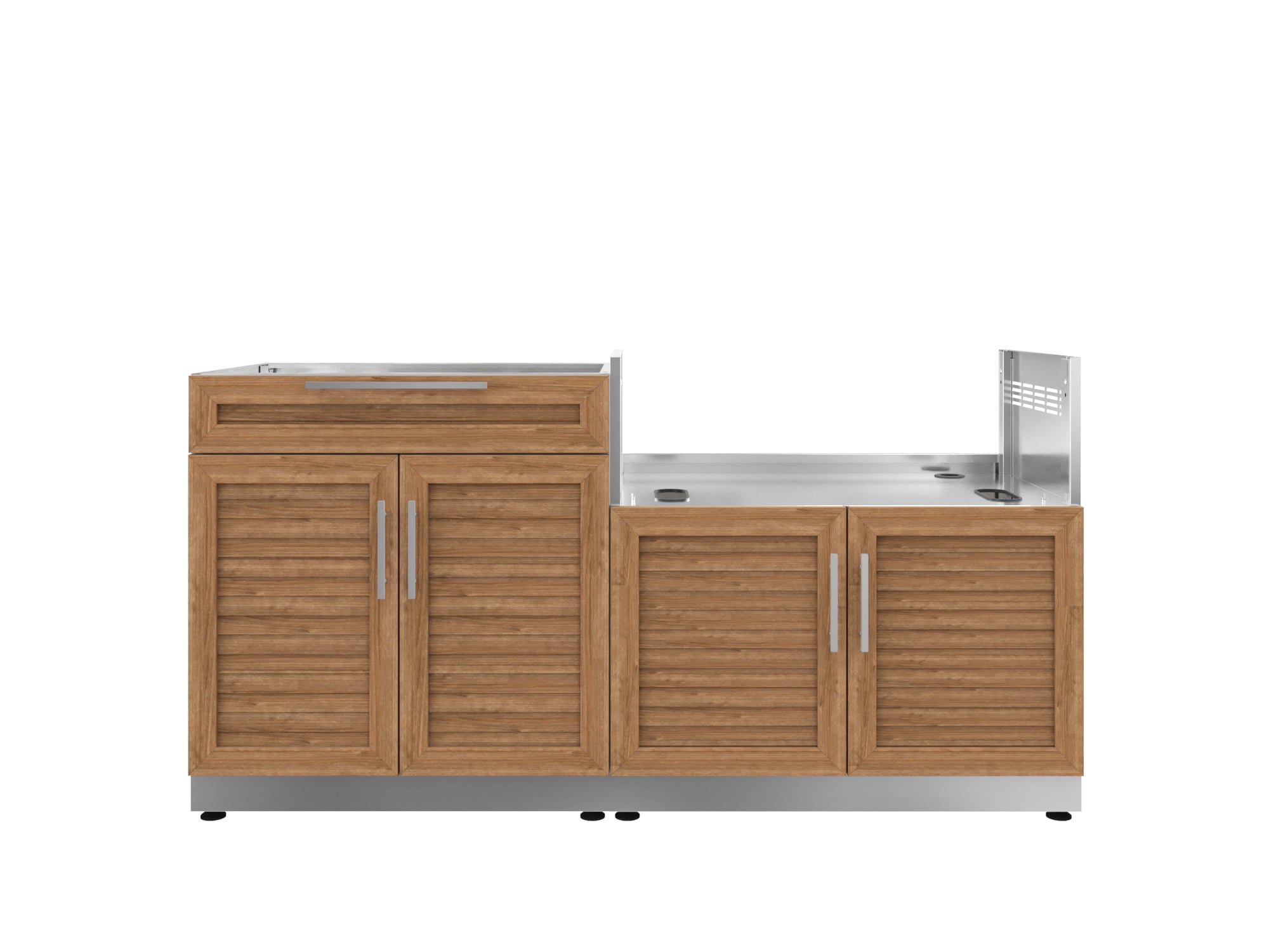 Outdoor Kitchen Stainless-Steel Louvered Doors 2 Piece Cabinet set with Bar and Grill Cabinet