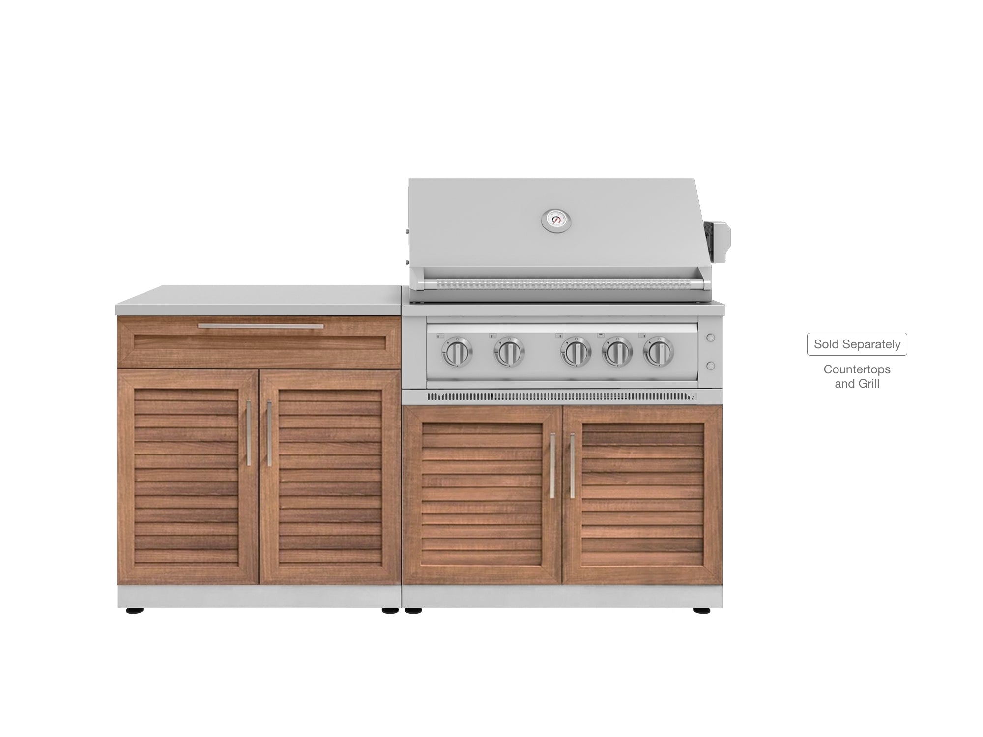 Outdoor Kitchen Stainless-Steel Louvered Doors 2 Piece Cabinet set with Bar and Grill Cabinet