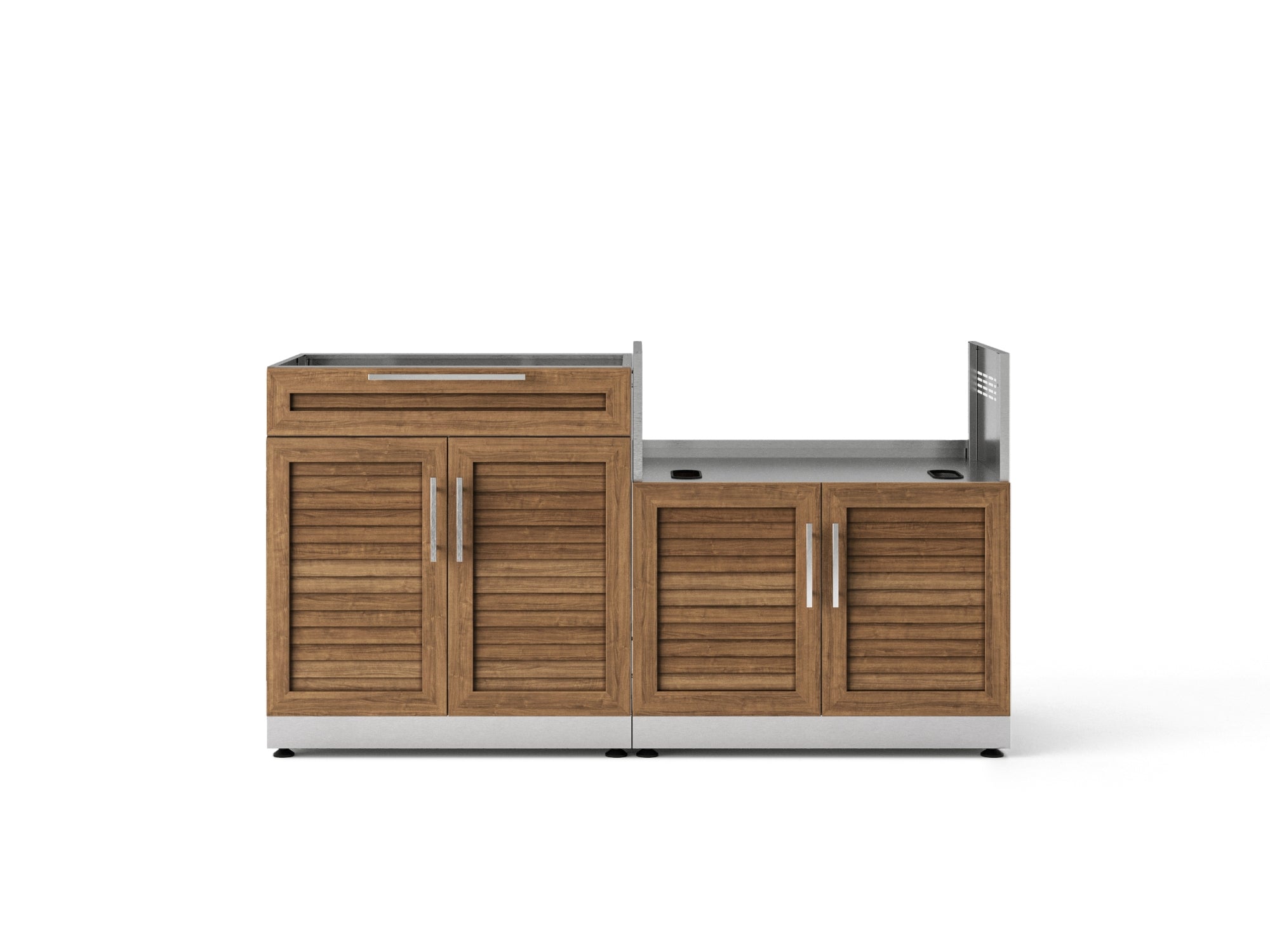 Outdoor Kitchen Stainless-Steel Louvered Doors 2 Piece Cabinet set with Bar and Grill Cabinet
