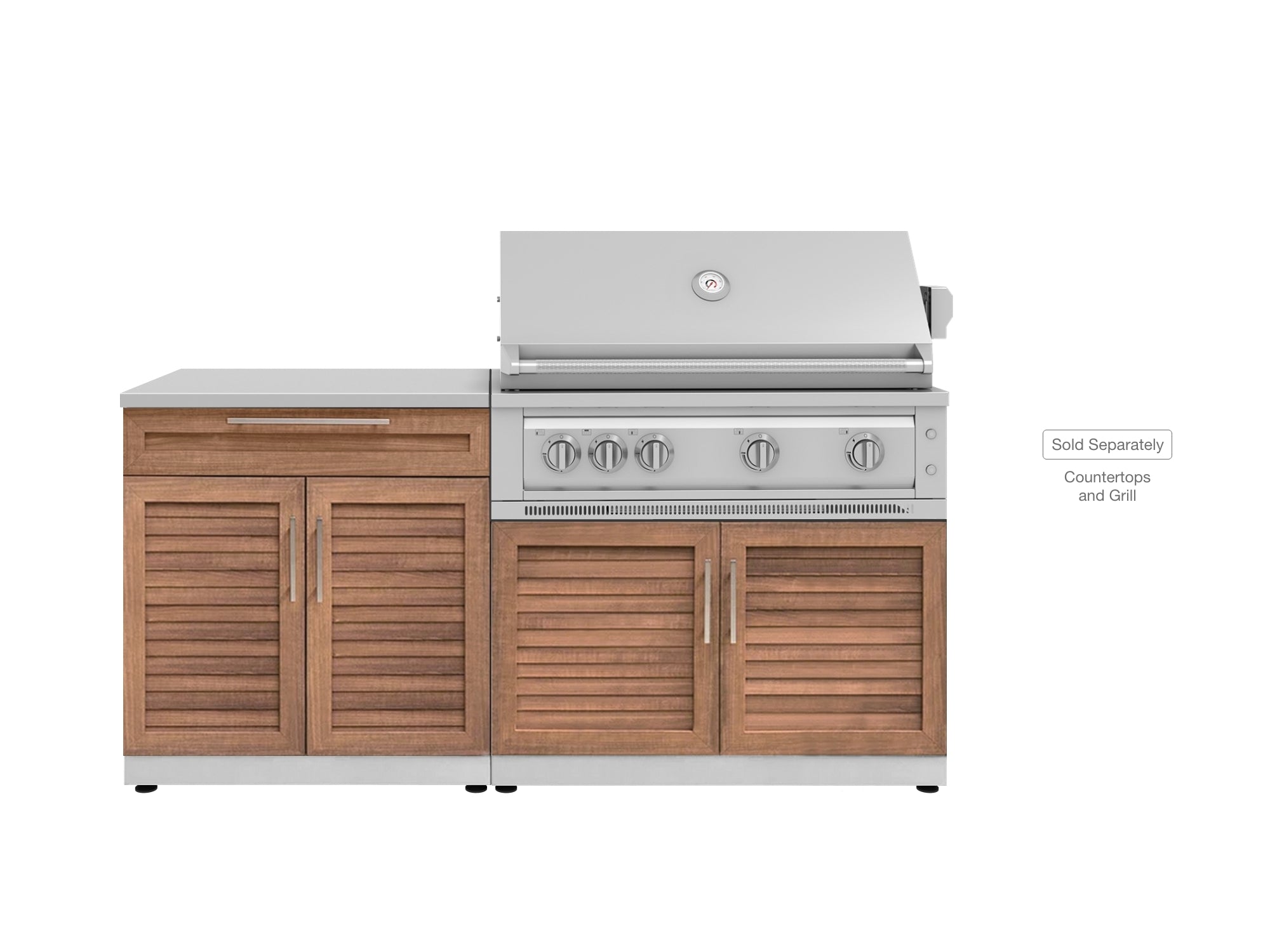 Outdoor Kitchen Stainless-Steel Louvered Doors 2 Piece Cabinet set with Bar and Grill Cabinet