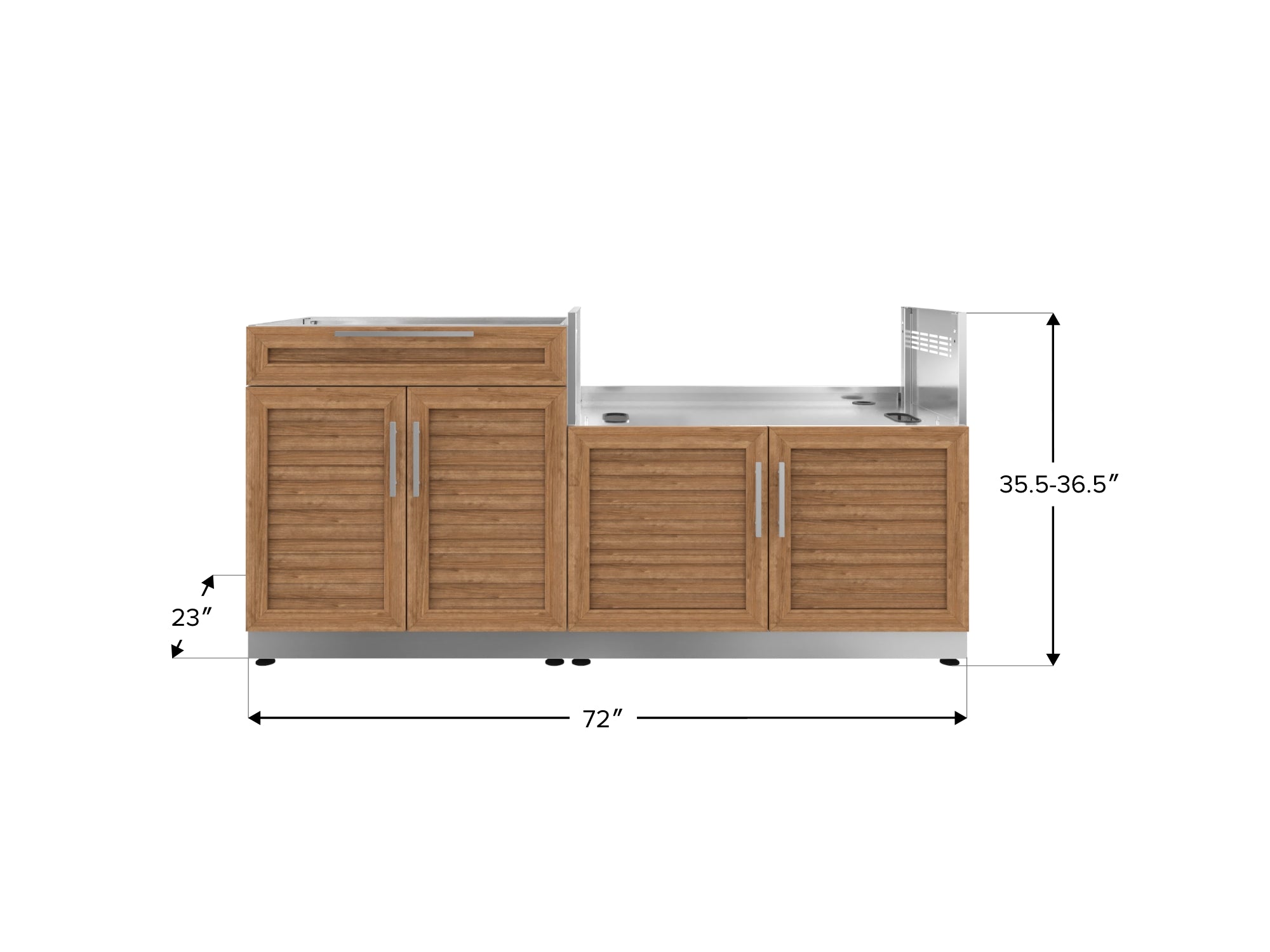 Outdoor Kitchen Stainless-Steel Louvered Doors 2 Piece Cabinet set with Bar and Grill Cabinet