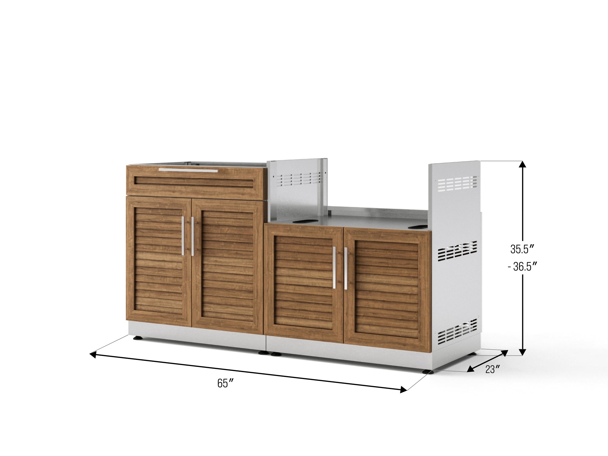 Outdoor Kitchen Stainless-Steel Louvered Doors 2 Piece Cabinet set with Bar and Grill Cabinet