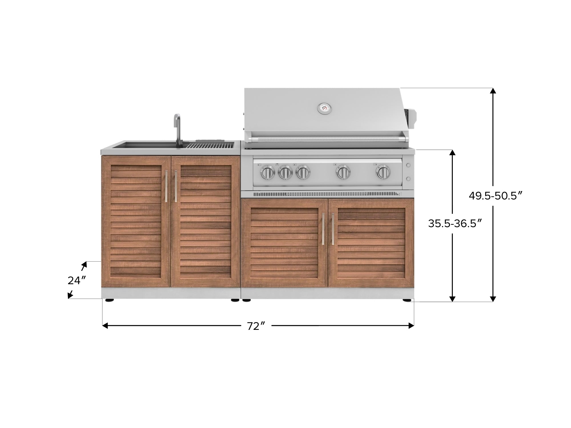 Outdoor Kitchen Stainless Steel Louvered Doors 3 Piece Cabinet Set with Sink, Grill Cabinet and Platinum Grill