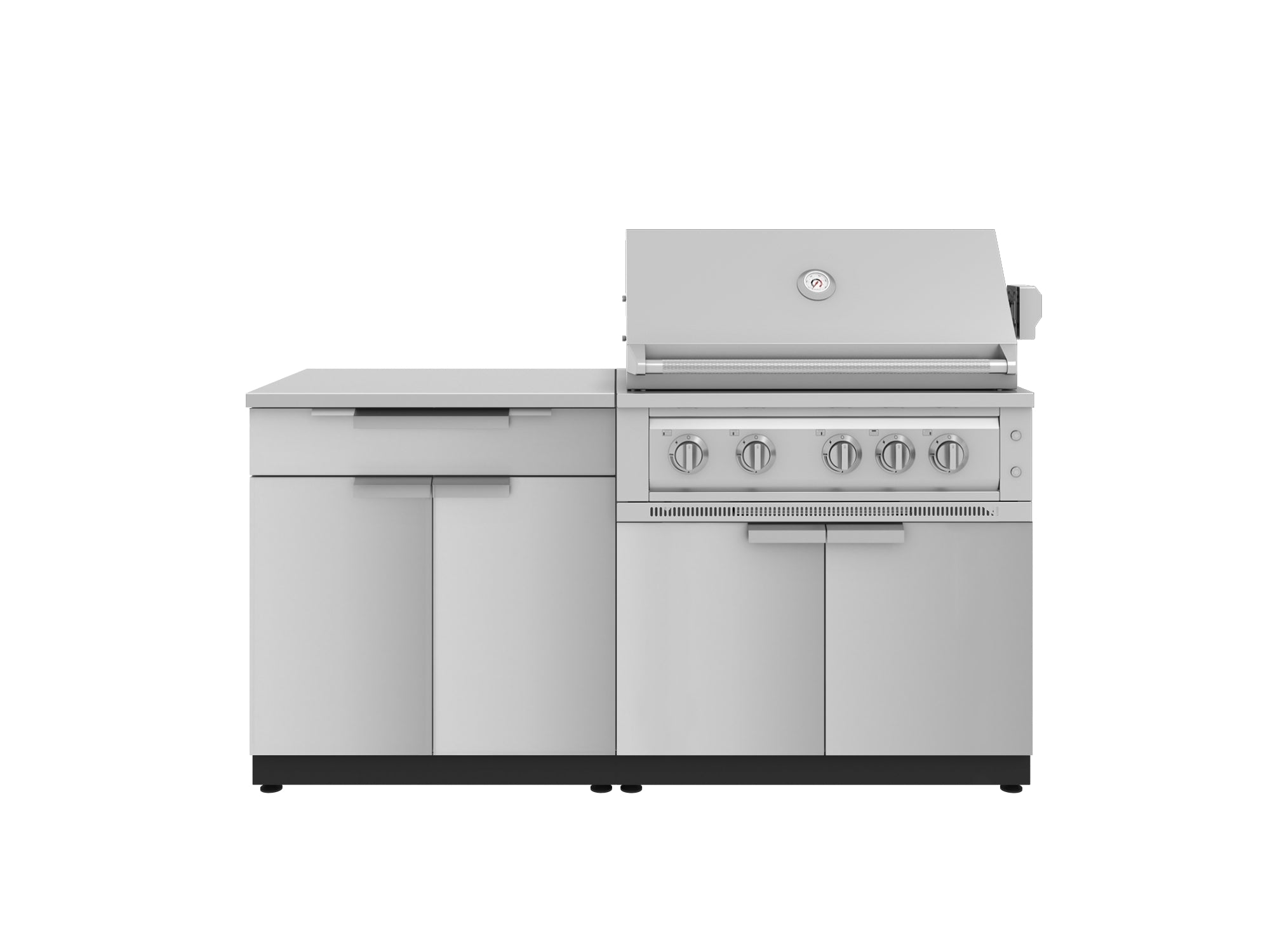 Outdoor Kitchen Stainless-Steel 4 Piece Cabinet Set with Bar, Grill Cabinet, Platinum Grill, and Countertop