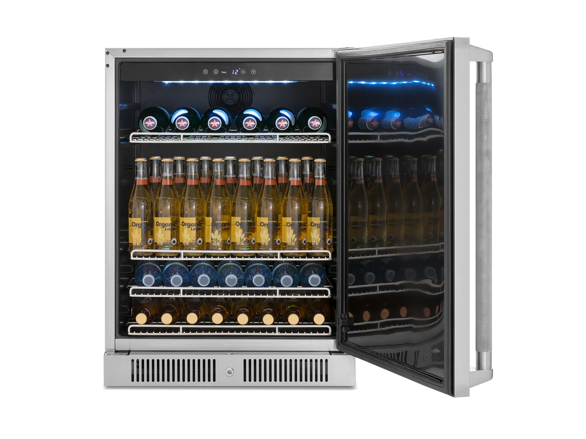 Pro Series 6 Piece Cabinet Set with Base, Wall Cabinet, Locker and Stainless Steel Door Fridge