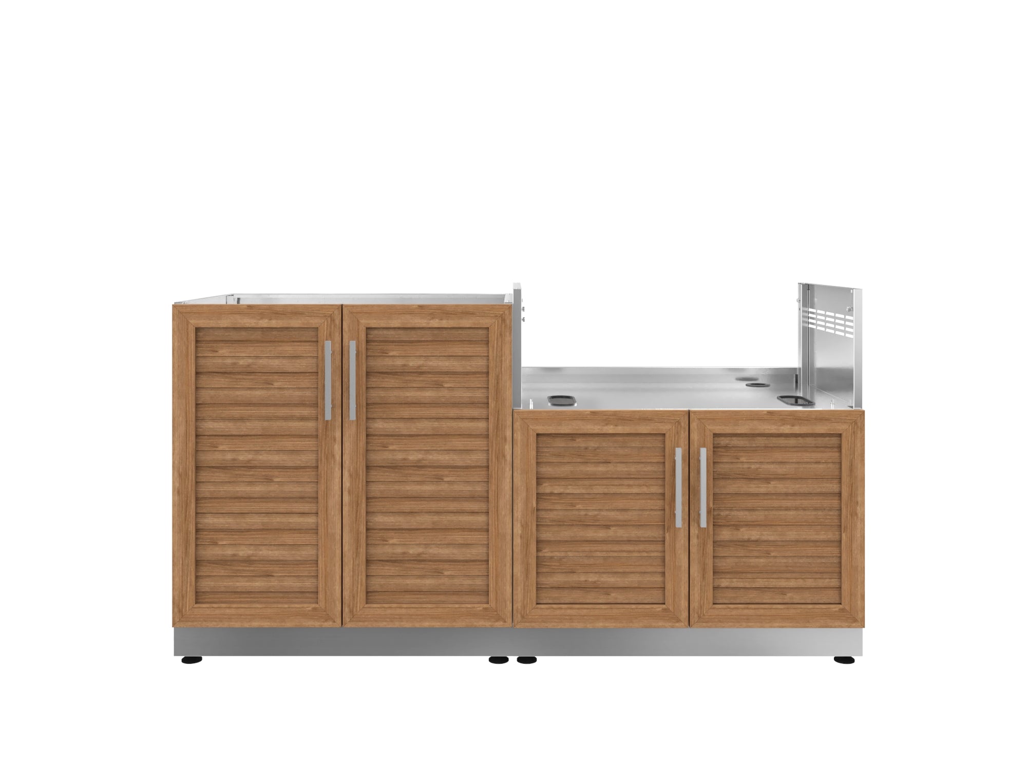 Outdoor Kitchen Stainless Steel Louvered Doors 2 Piece Cabinet set with Base and Grill Cabinet