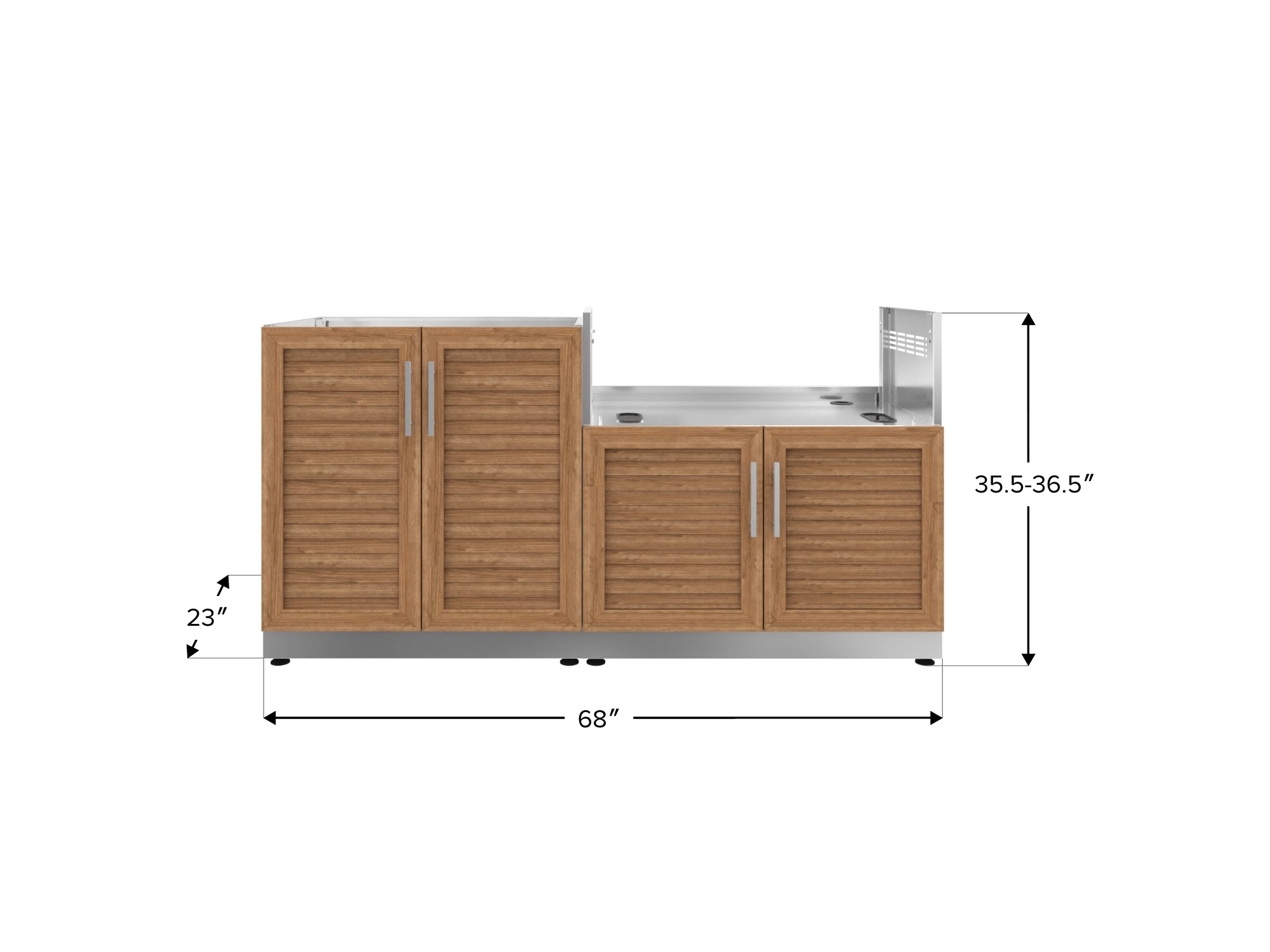 Outdoor Kitchen Stainless Steel Louvered Doors 2 Piece Cabinet set with Base and Grill Cabinet