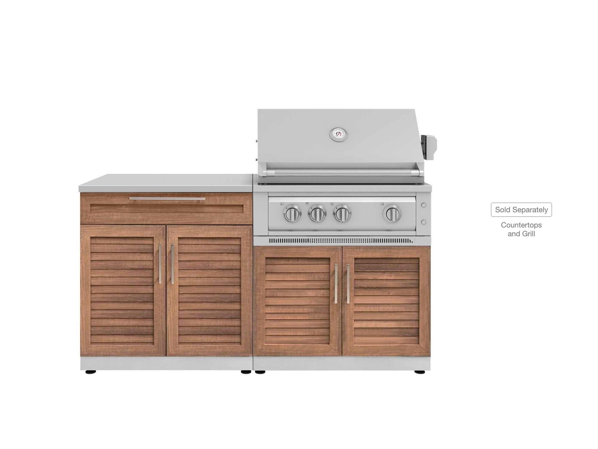 Outdoor Kitchen Stainless Steel Louvered Doors 2 Piece Cabinet set with Base and Grill Cabinet