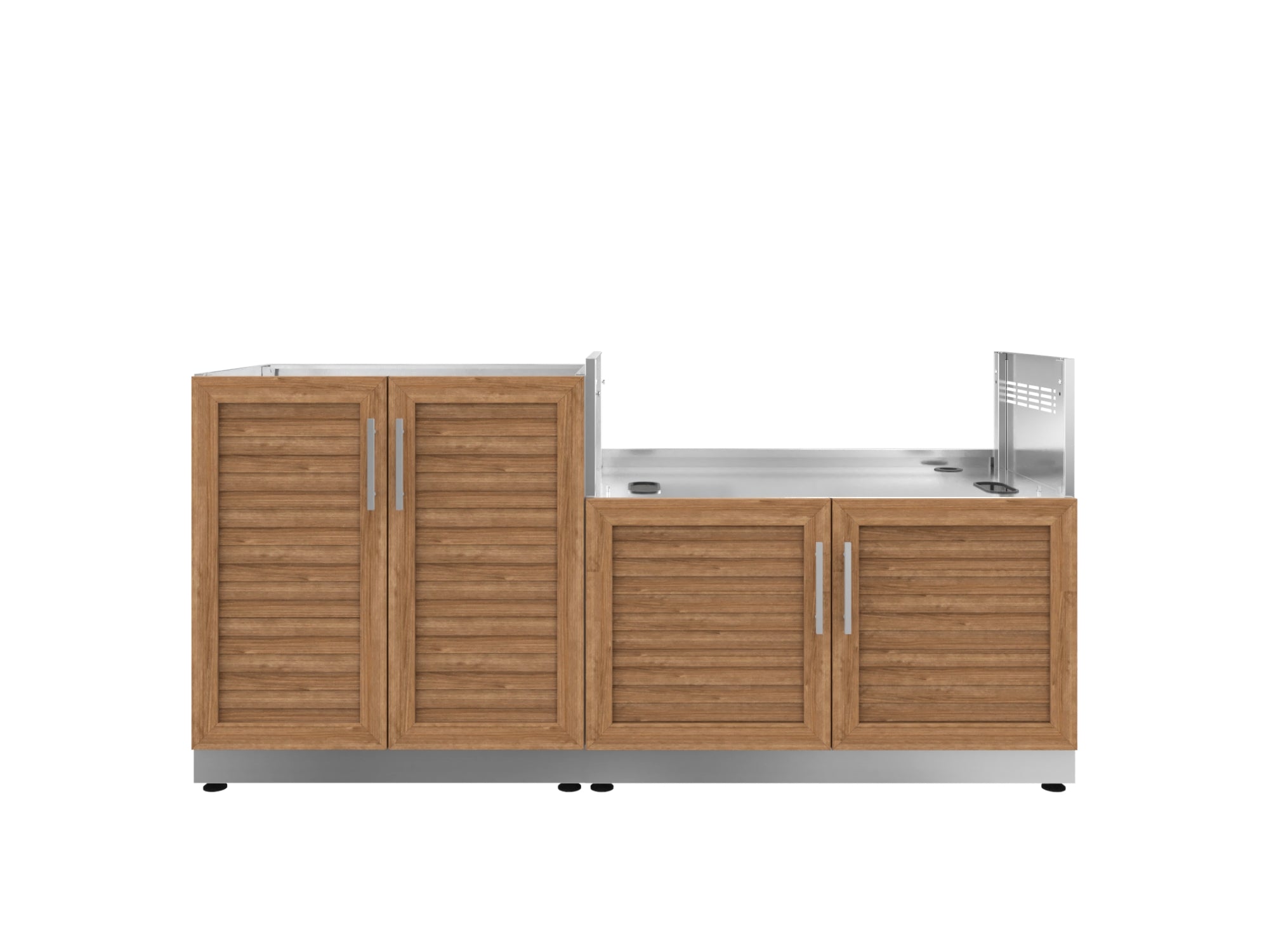 Outdoor Kitchen Stainless Steel Louvered Doors 2 Piece Cabinet set with Base and Grill Cabinet