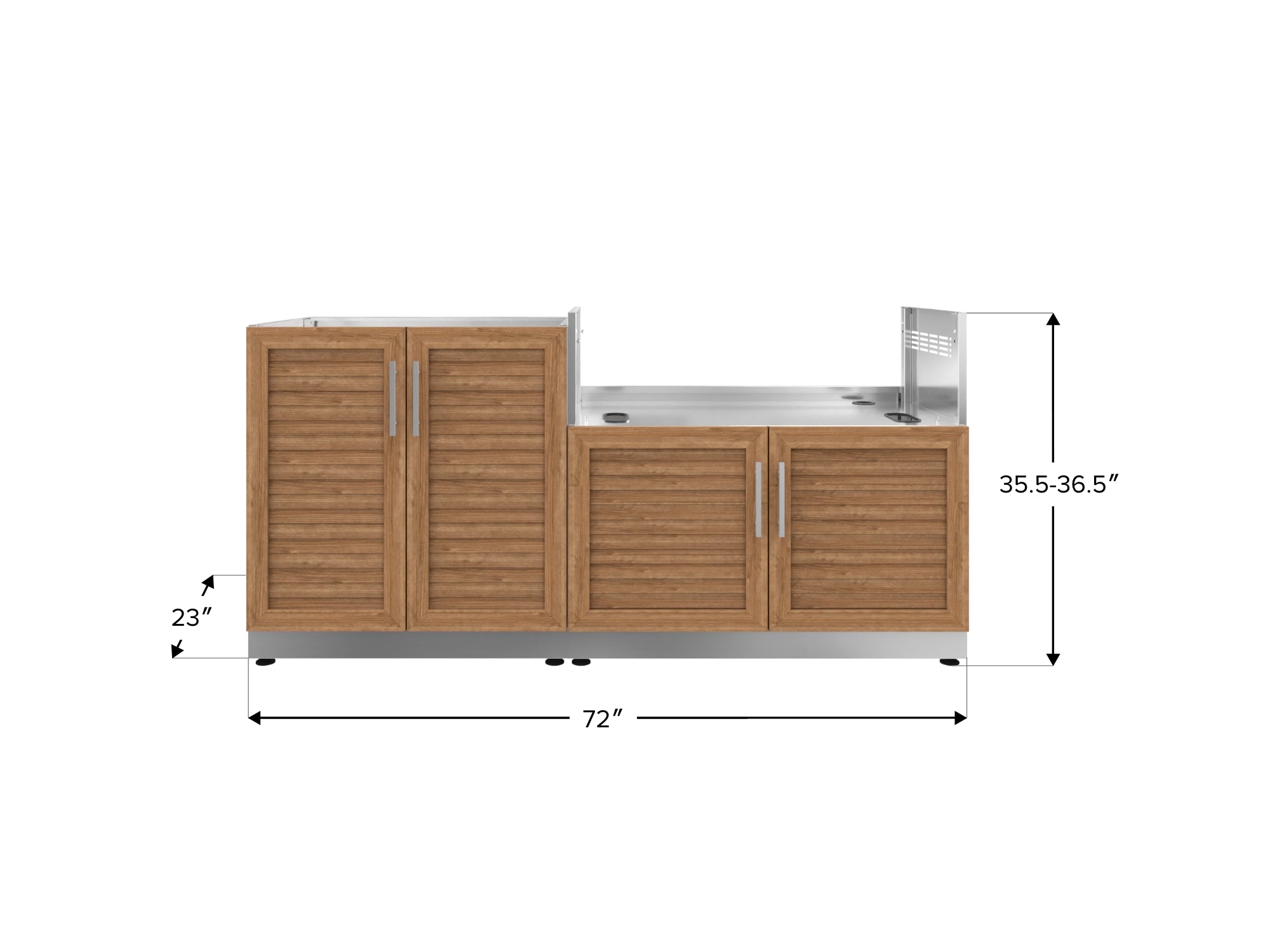 Outdoor Kitchen Stainless Steel Louvered Doors 2 Piece Cabinet set with Base and Grill Cabinet