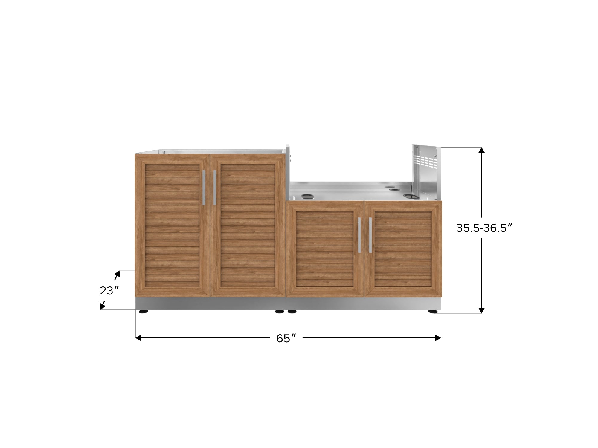 Outdoor Kitchen Stainless Steel Louvered Doors 2 Piece Cabinet set with Base and Grill Cabinet