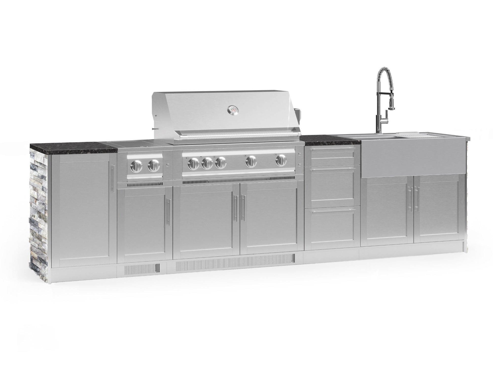 White Crystal Marble / 40 in. Platinum Grill (NG) / Black Galaxy
