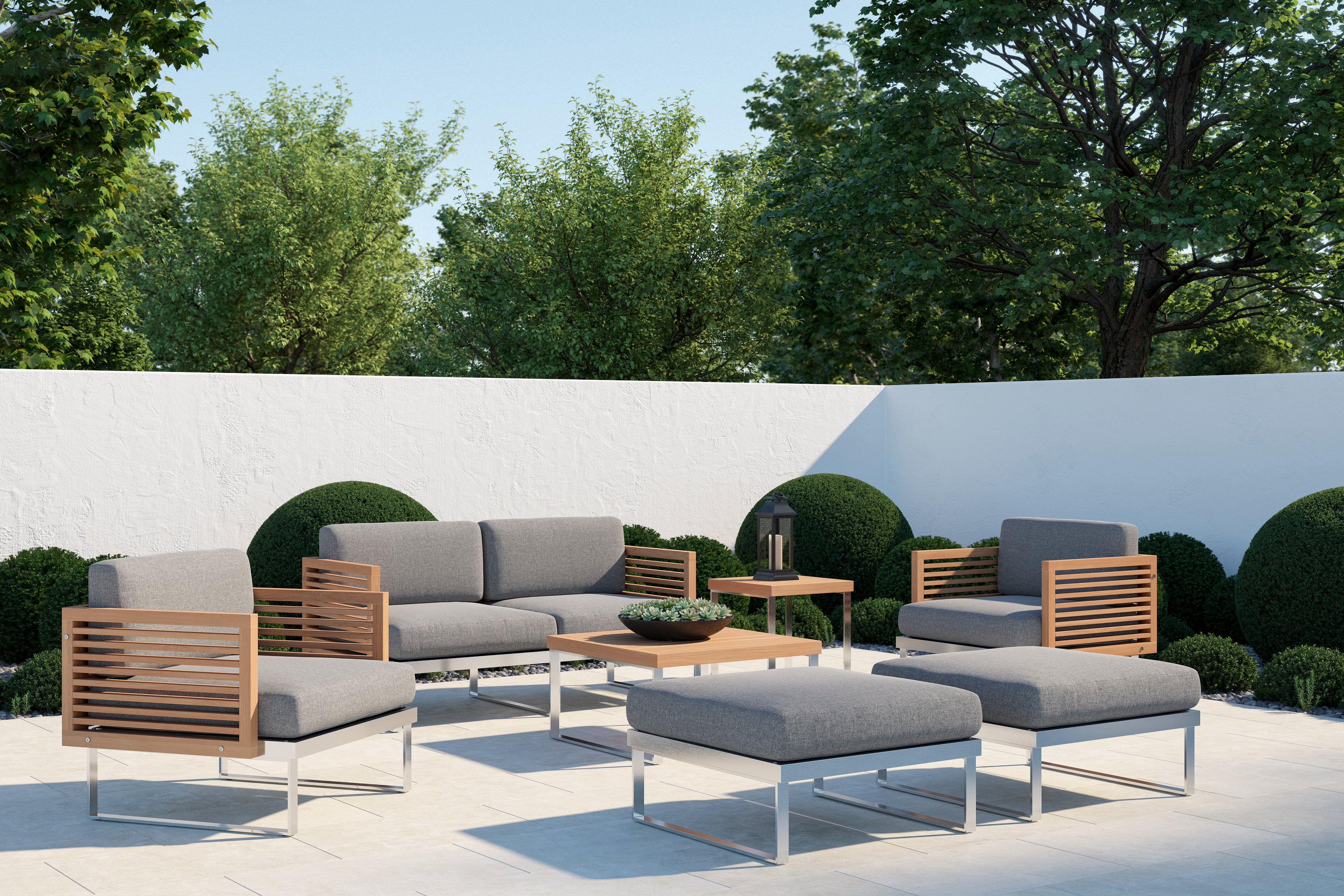 Monterey 6 Seater Chat Set with Coffee Table and Side Table