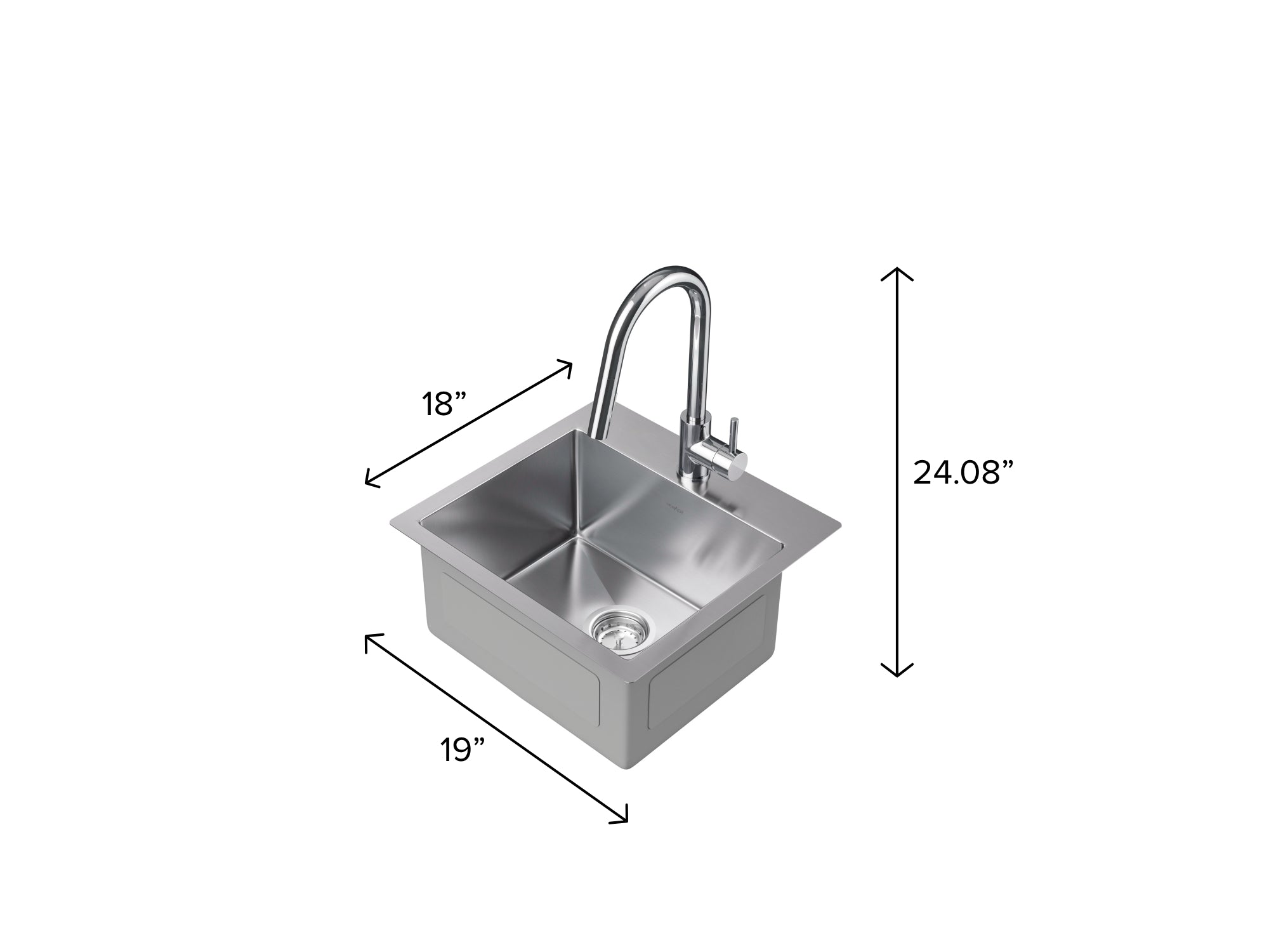 19 in. Overmount Single Bowl Stainless Steel Sink with Classic Pull Down Faucet