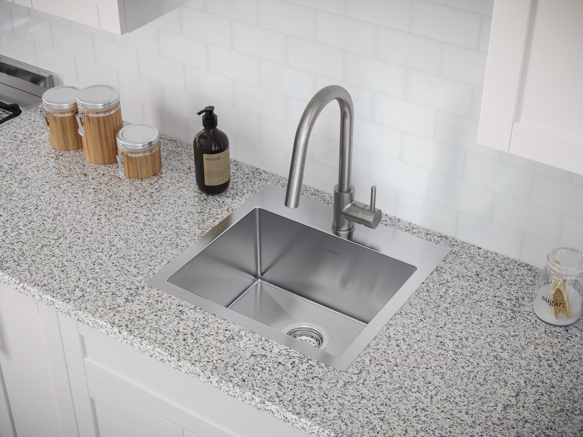 19 in. Overmount Single Bowl Stainless Steel Sink with Classic Pull Down Faucet