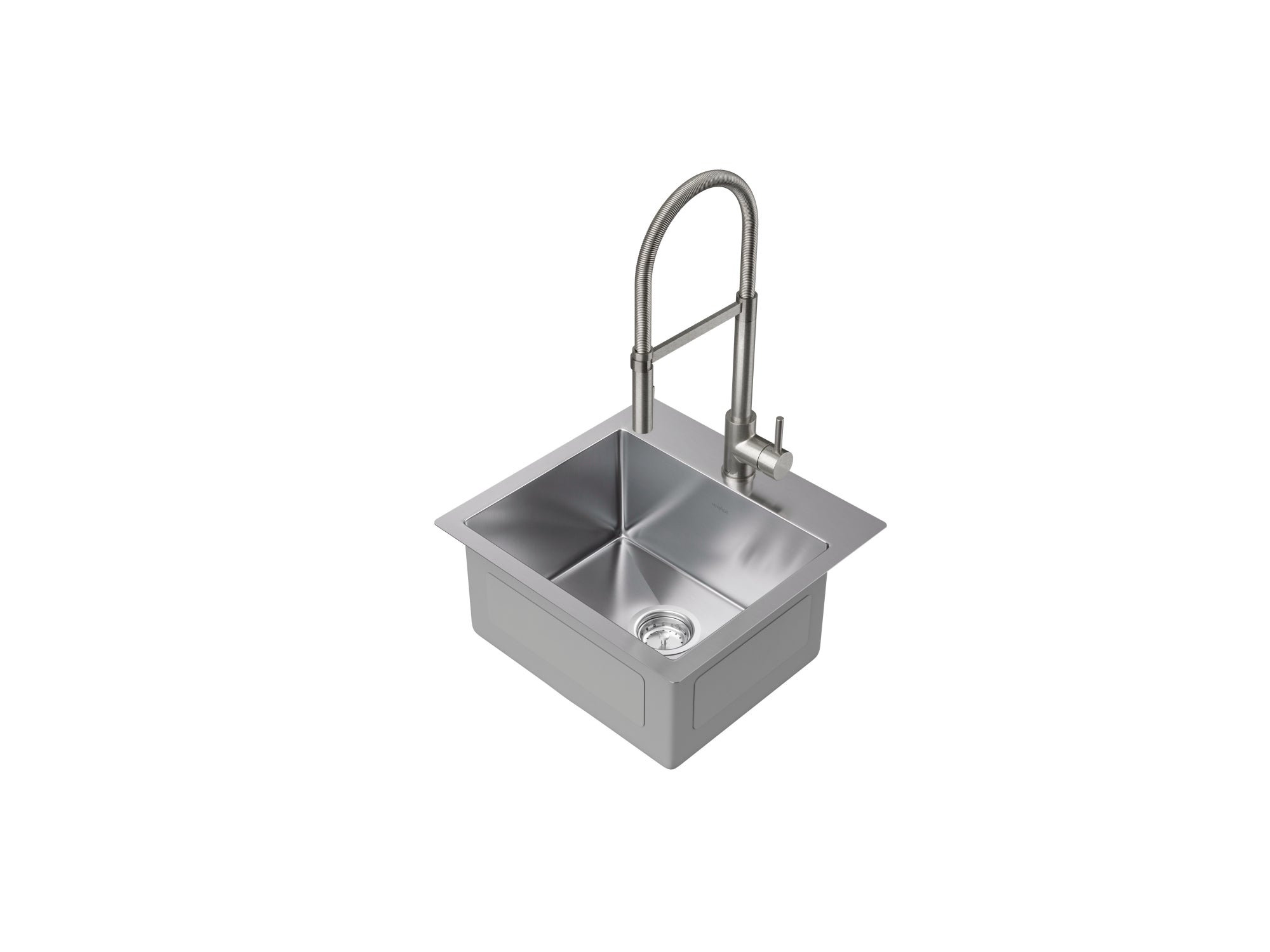 19 in. Overmount Single Bowl Stainless Steel Sink with Flex Pull Down Faucet