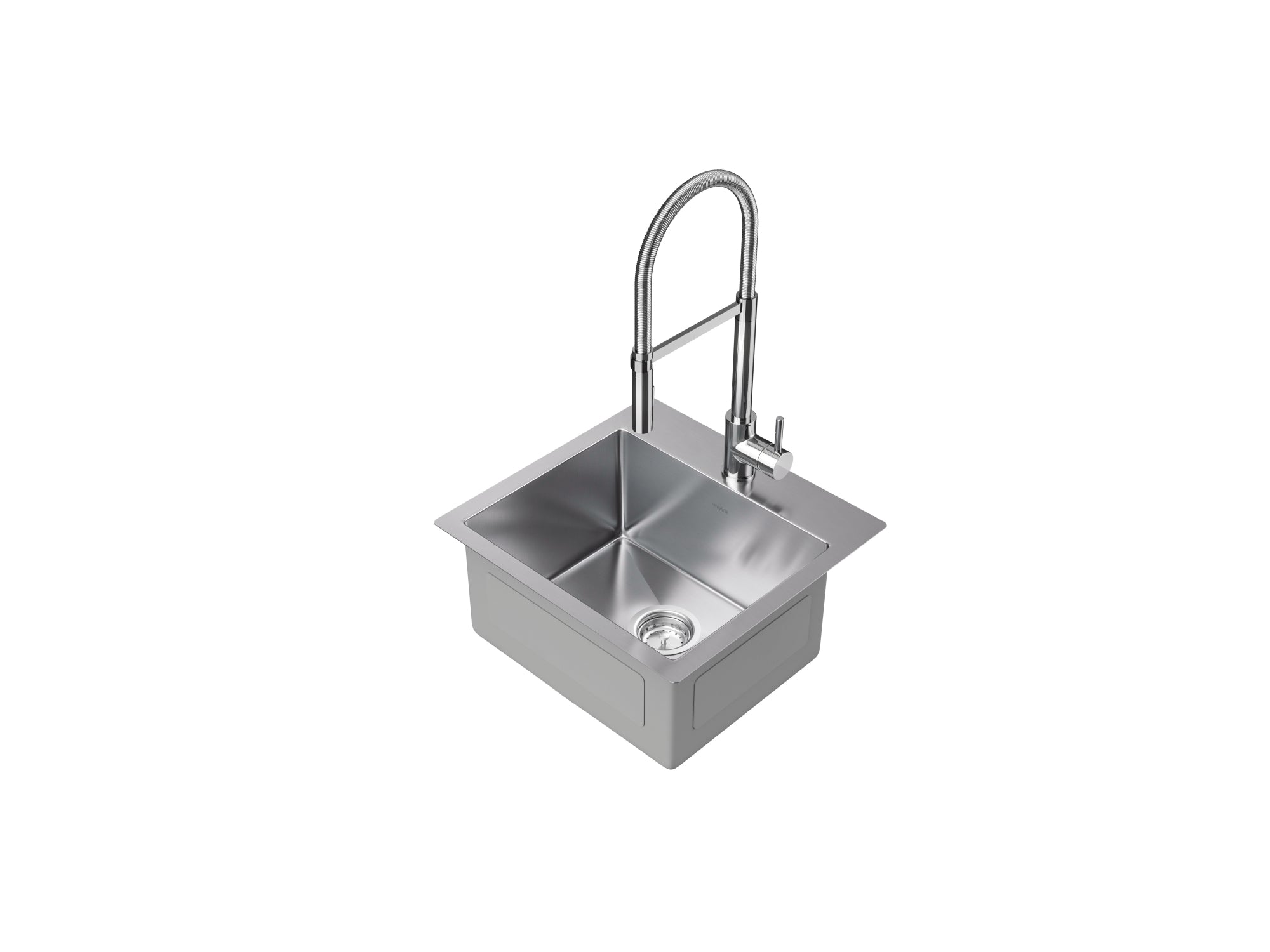 19 in. Overmount Single Bowl Stainless Steel Sink with Flex Pull Down Faucet