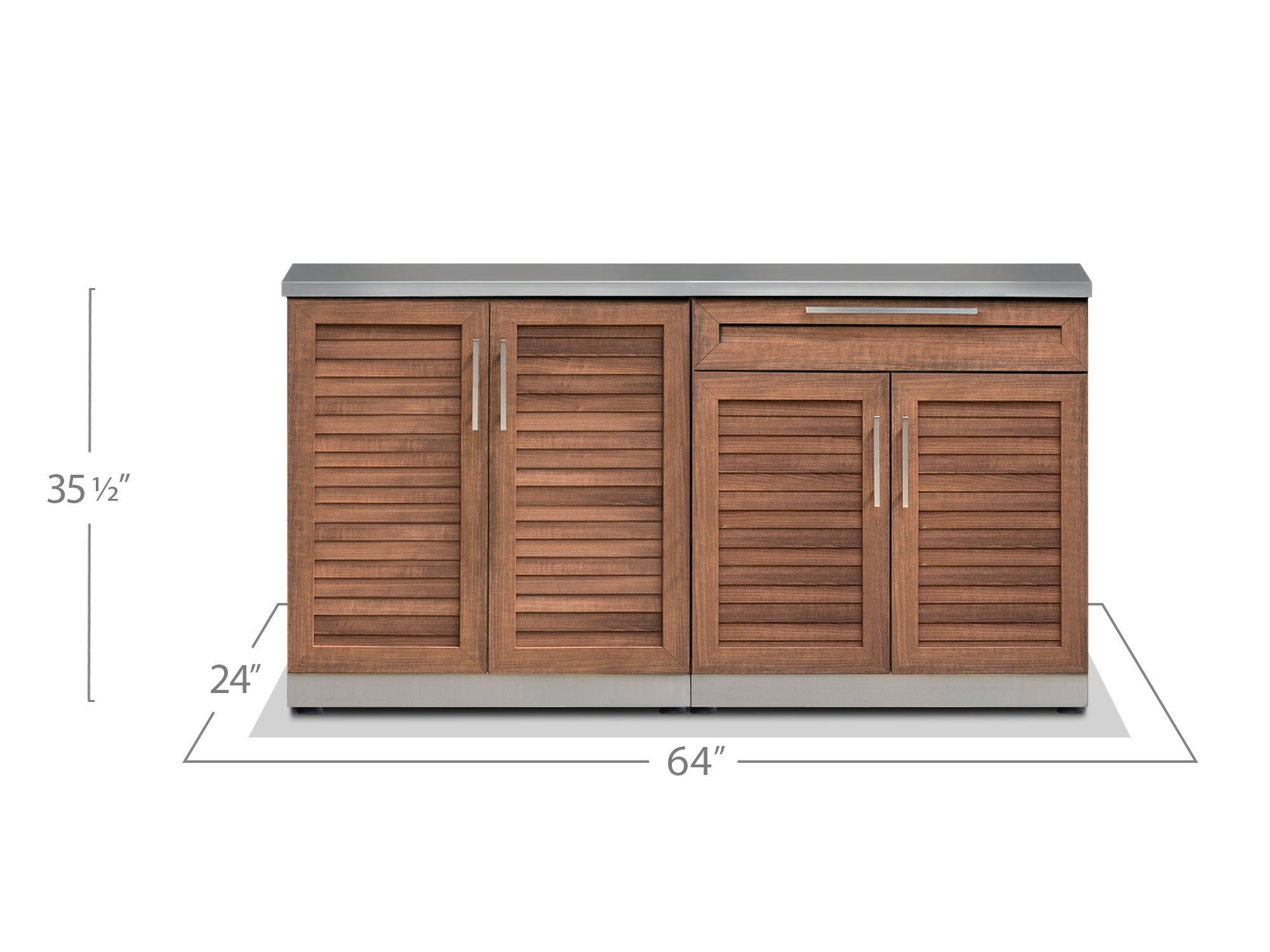 Outdoor Kitchen Stainless Steel Louvered Doors 2 Piece Cabinet Set with 2-Door and Bar Cabinet