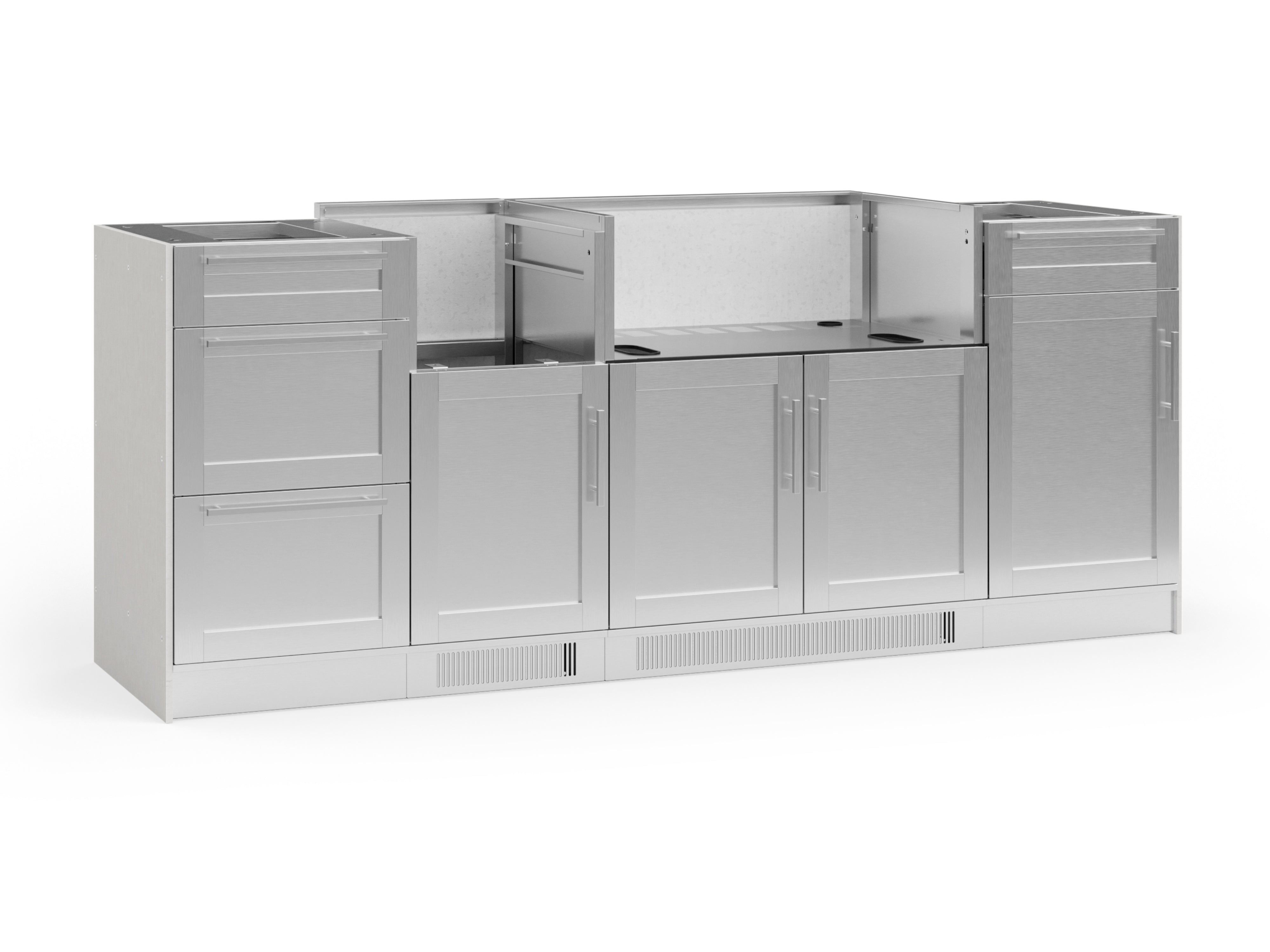 Outdoor Kitchen Signature Series 5 Piece Cabinet Set with Dual Side Burner, 3 drawer, 1 door and Grill Cabinet