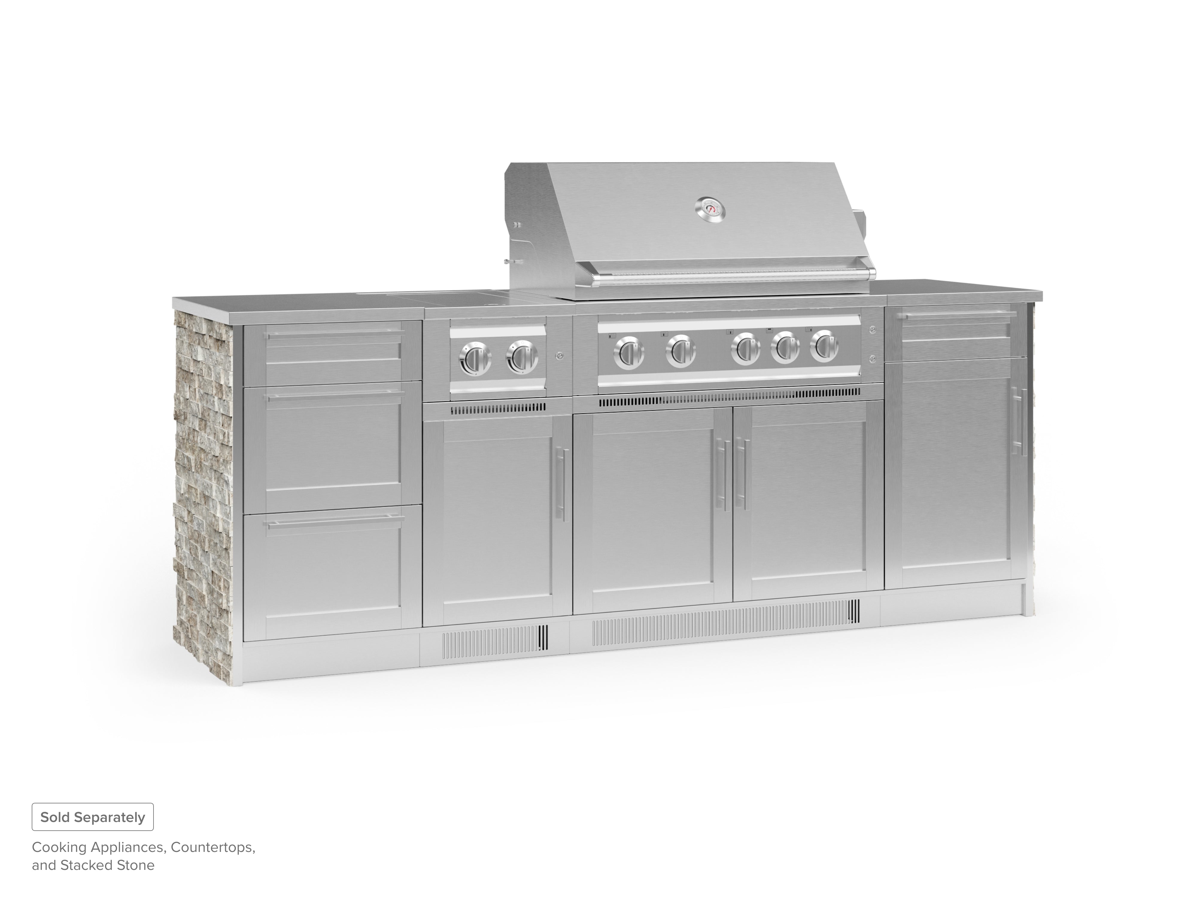 Outdoor Kitchen Signature Series 5 Piece Cabinet Set with Dual Side Burner, 3 drawer, 1 door and Grill Cabinet