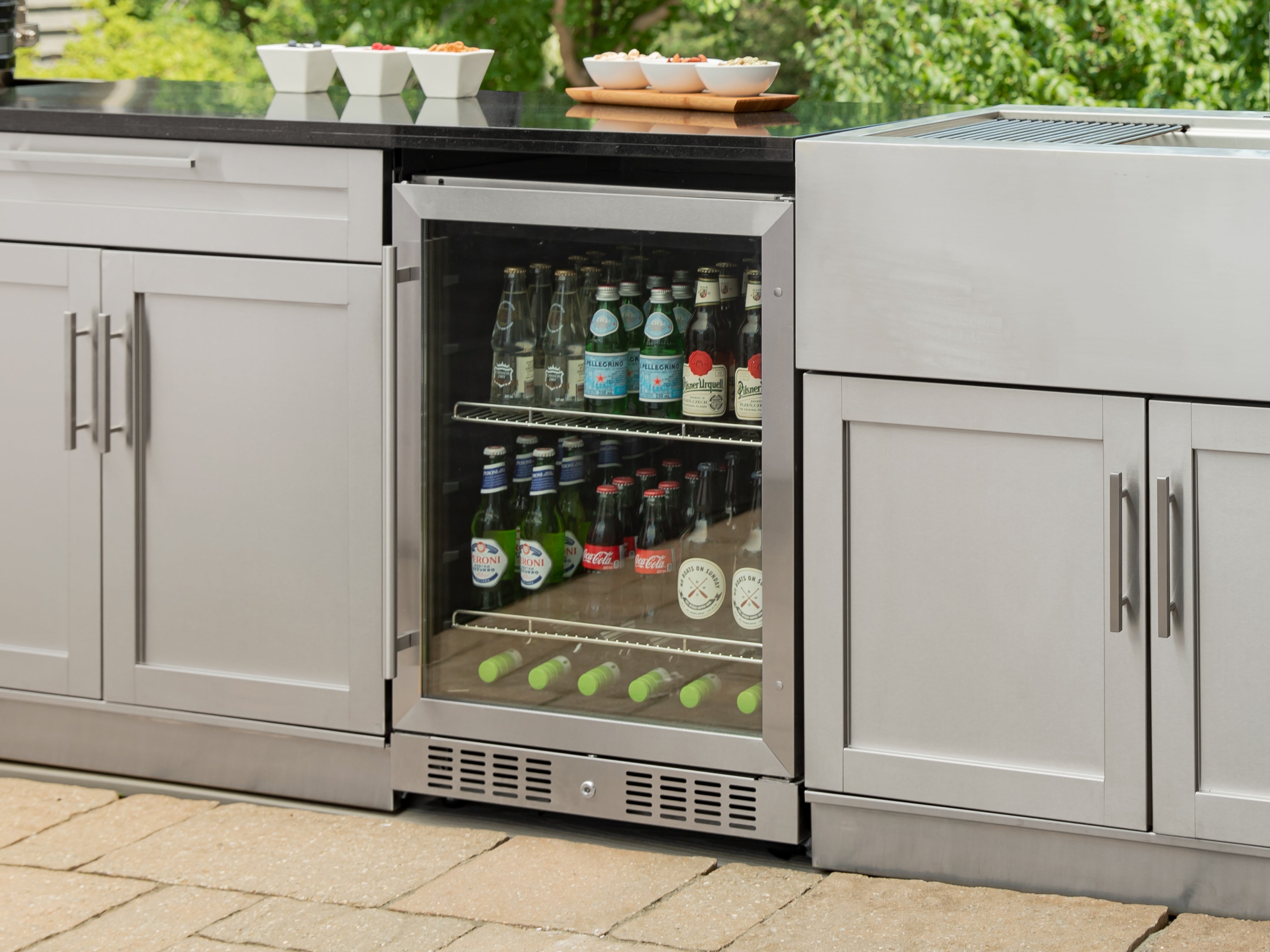 Outdoor Kitchen Signature Series 5 Piece Cabinet Set with Dual Side Burner, 3 drawer, 1 door and Grill Cabinet