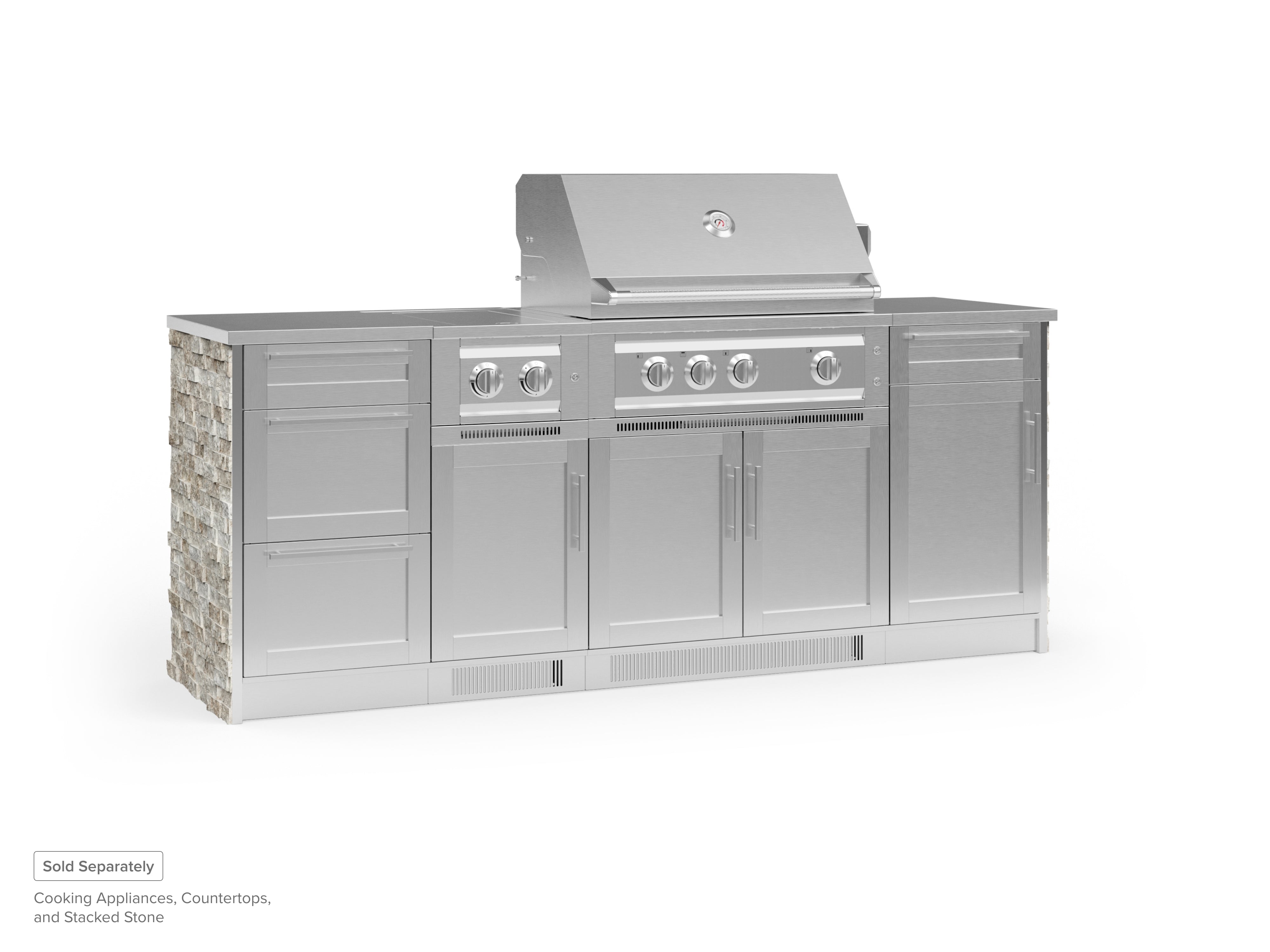 Outdoor Kitchen Signature Series 5 Piece Cabinet Set with Dual Side Burner, 3 drawer, 1 door and Grill Cabinet