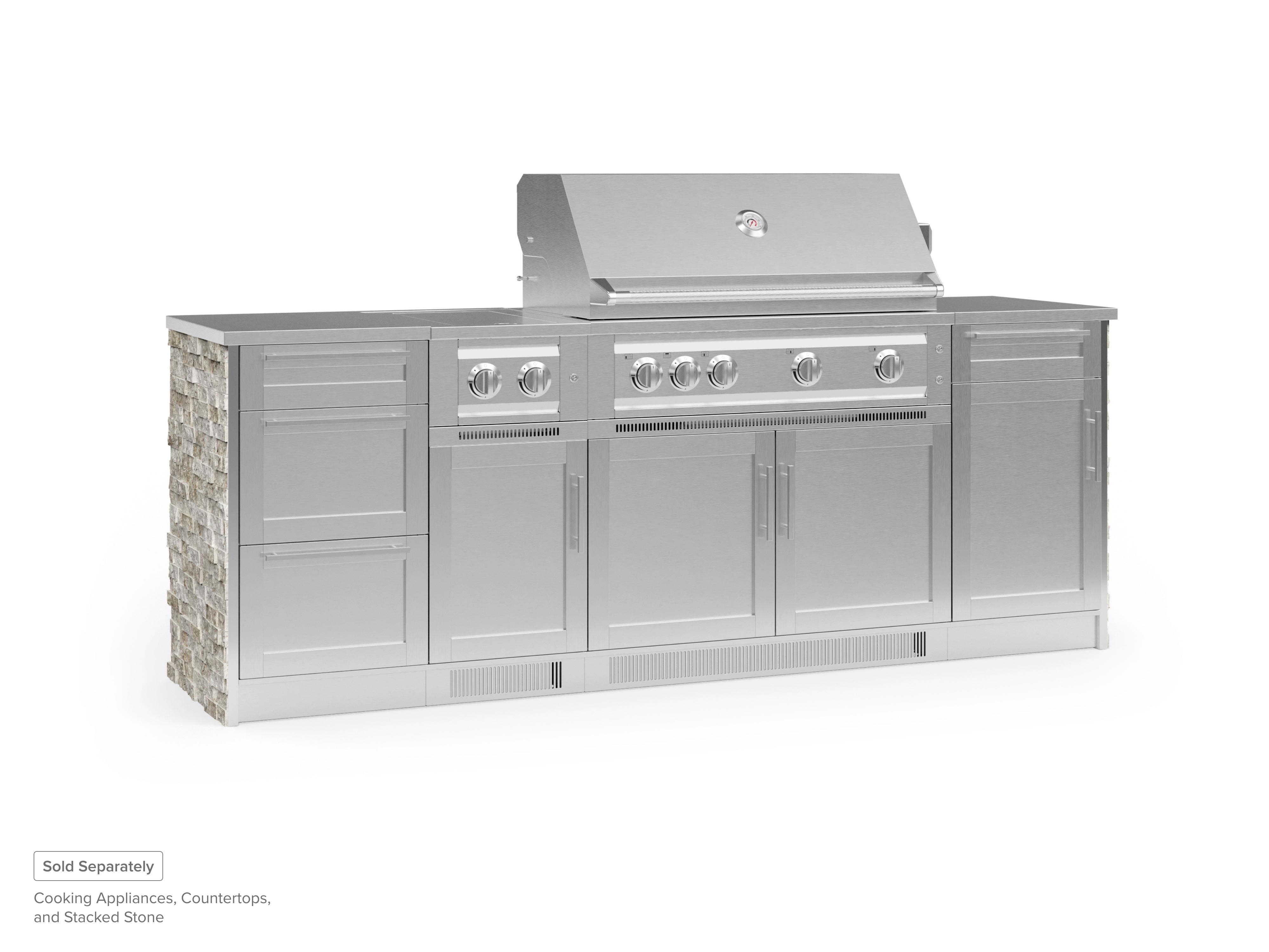 Outdoor Kitchen Signature Series 5 Piece Cabinet Set with Dual Side Burner, 3 drawer, 1 door and Grill Cabinet