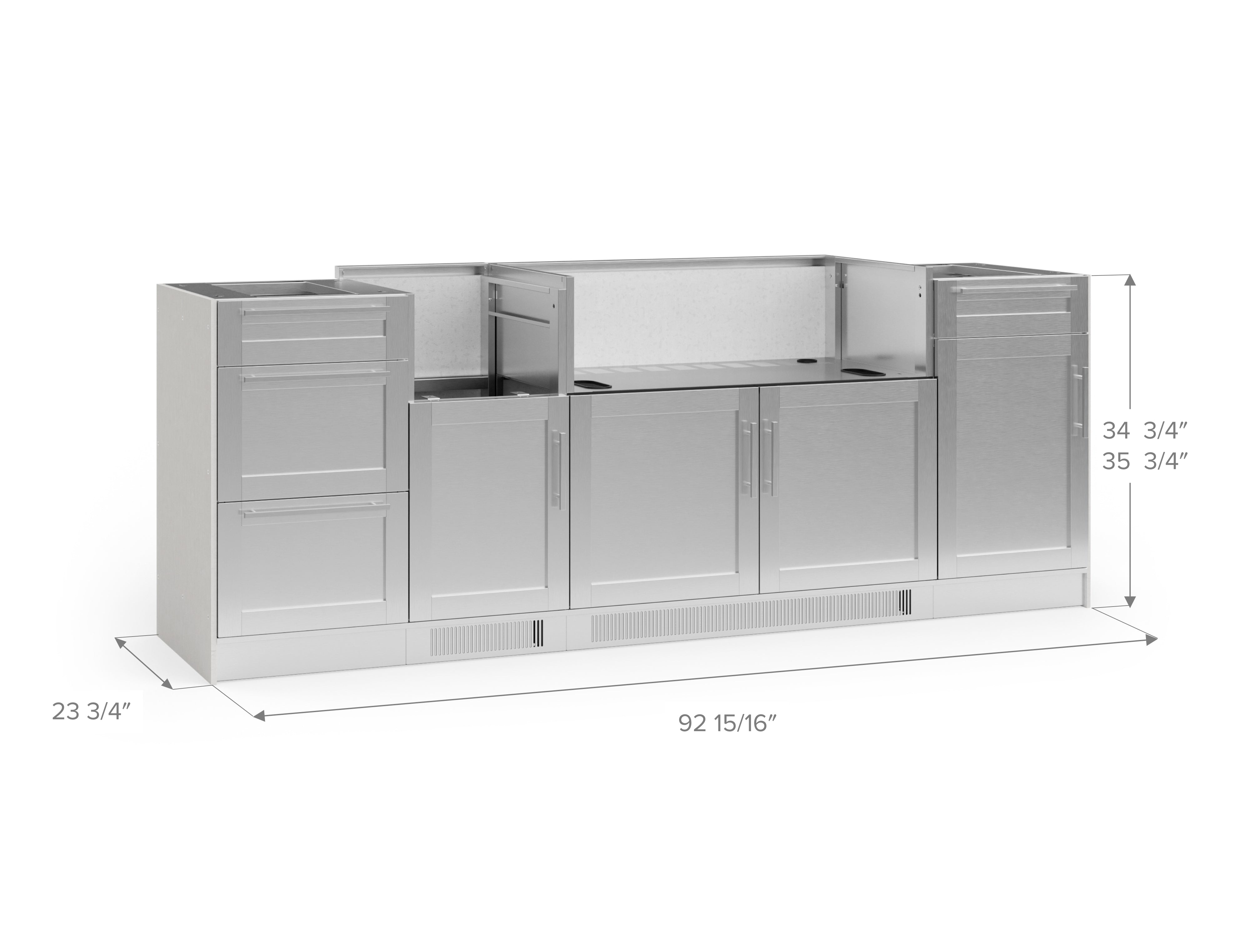 Outdoor Kitchen Signature Series 5 Piece Cabinet Set with Dual Side Burner, 3 drawer, 1 door and Grill Cabinet