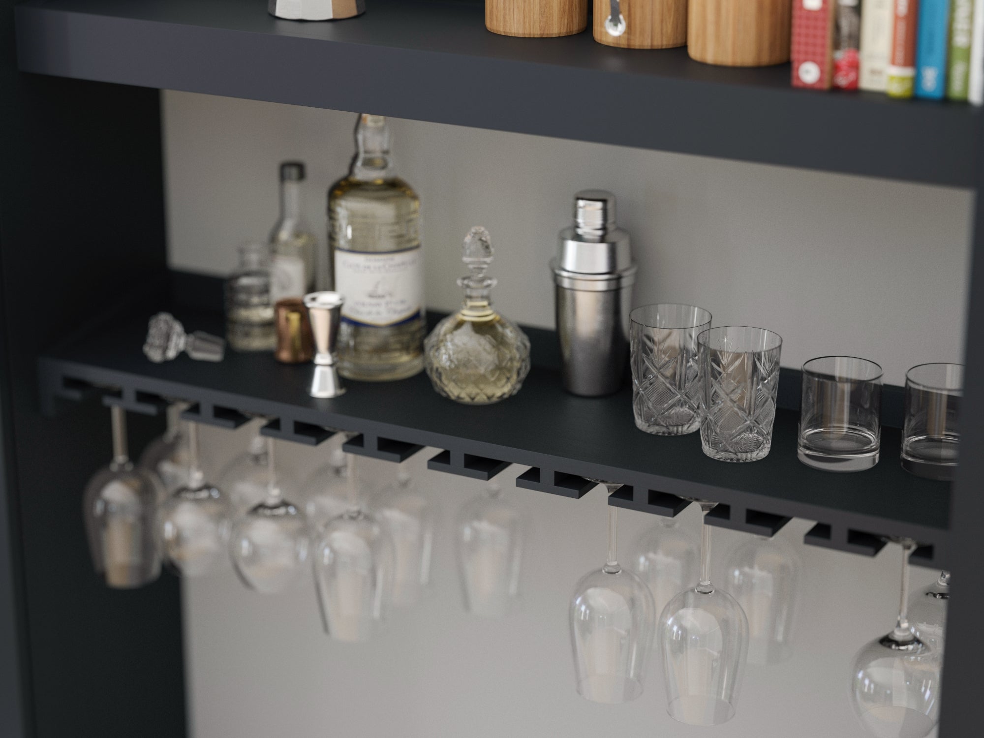 Home Bar Hanging Stemware Shelf - 42 in.