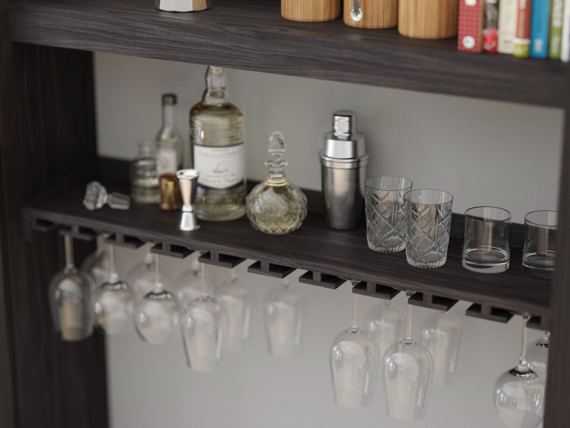 Home Bar Hanging Stemware Shelf - 42 in.