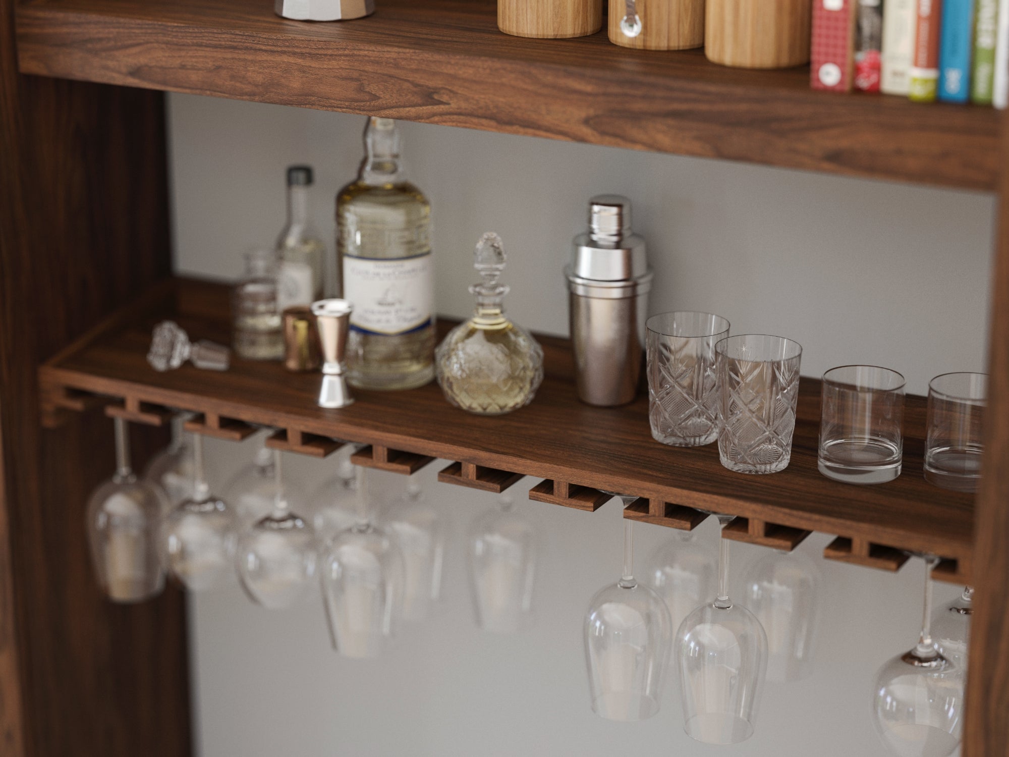 Home Bar Hanging Stemware Shelf - 42 in.