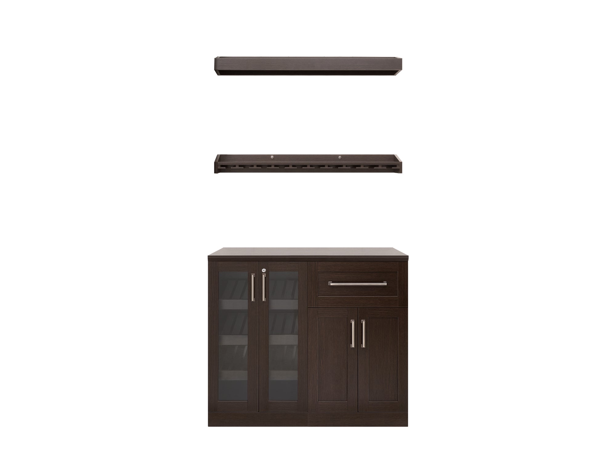 Home Bar Espresso 5 Piece Cabinet Set -21"