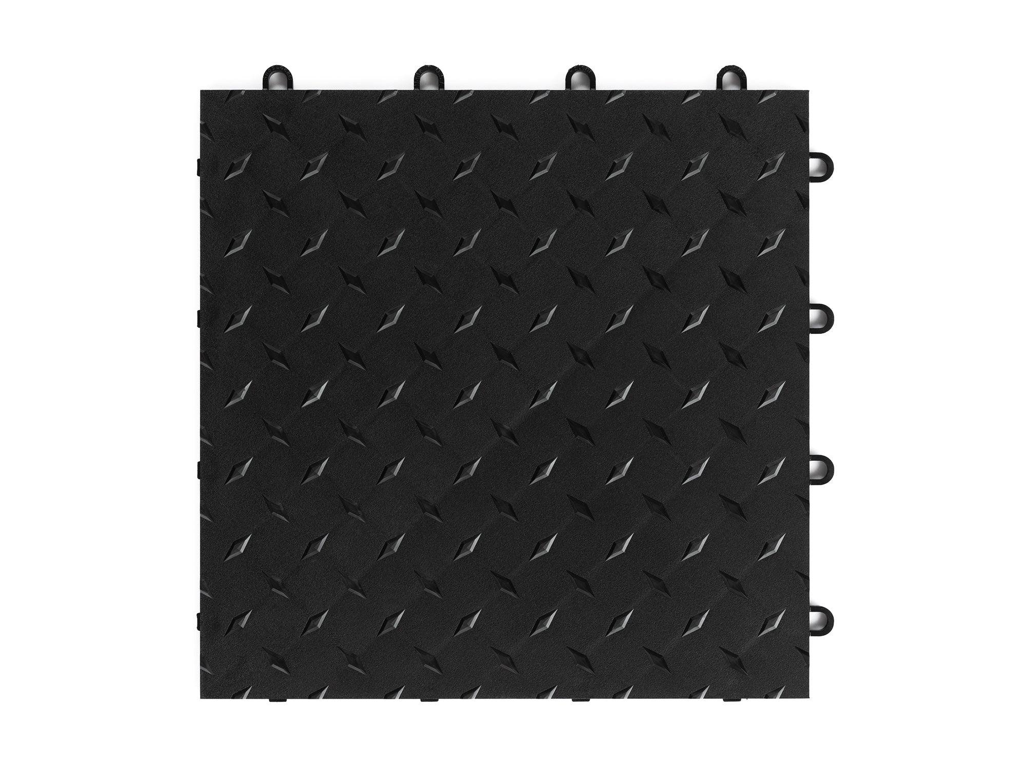 12in x 12in Diamond Plate Pattern Polypropylene Garage Flooring Tiles (48-Pack) - Black