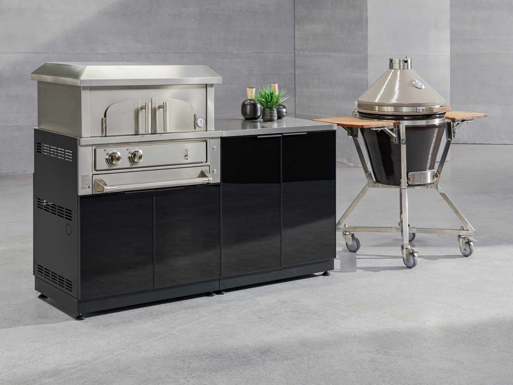 Outdoor Kitchen Aluminum 7 Piece Cabinet Set with 2 Door, Bar, Corner, Grill Cabinet, Performance Grill, and Countertops