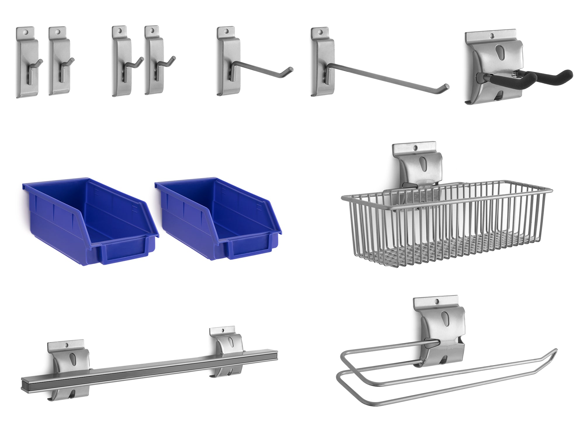 Steel Slatwall 12-Piece Accessory Kit