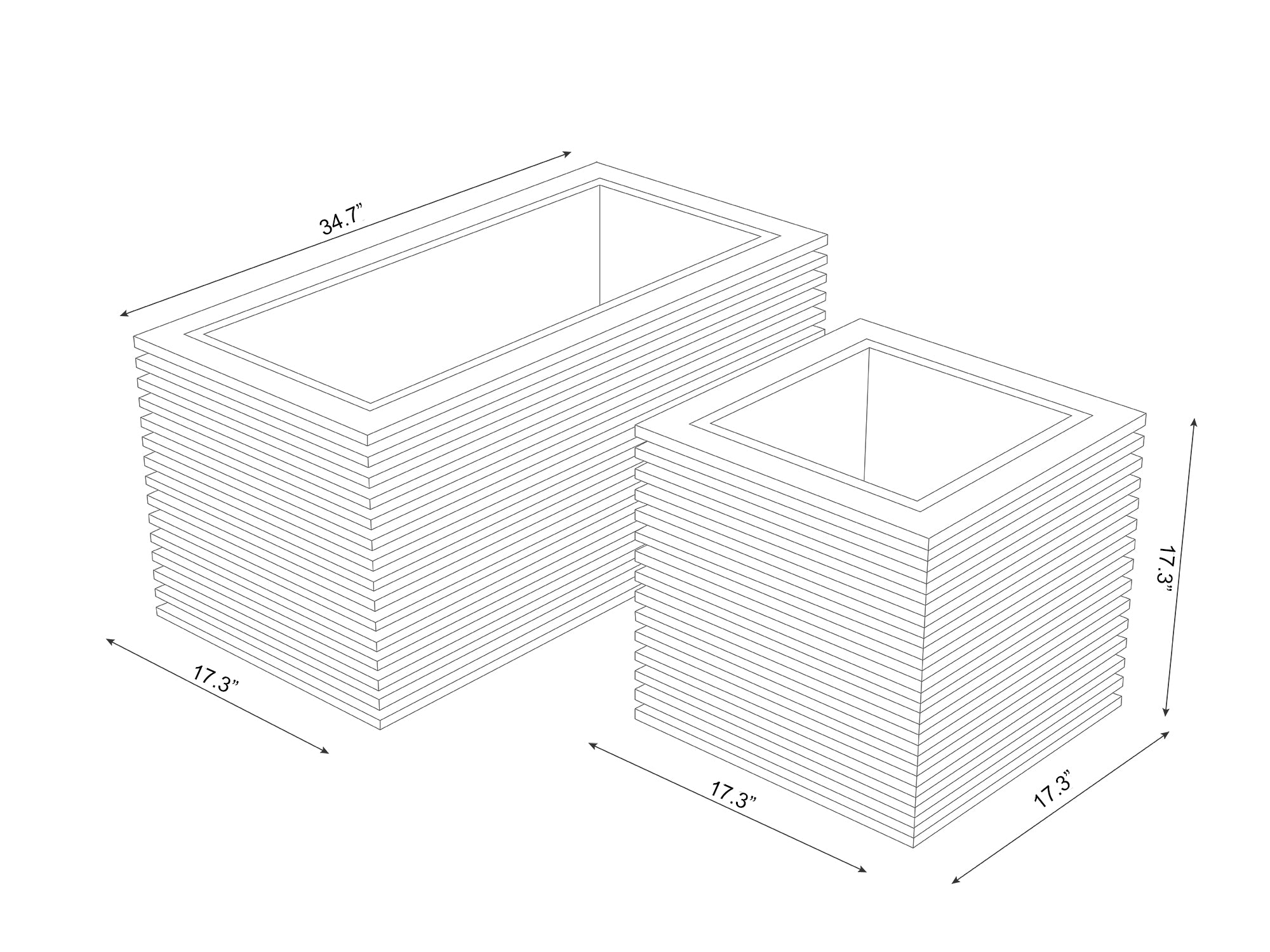 Monterey Square Planter and Rectangular Planter Box Set