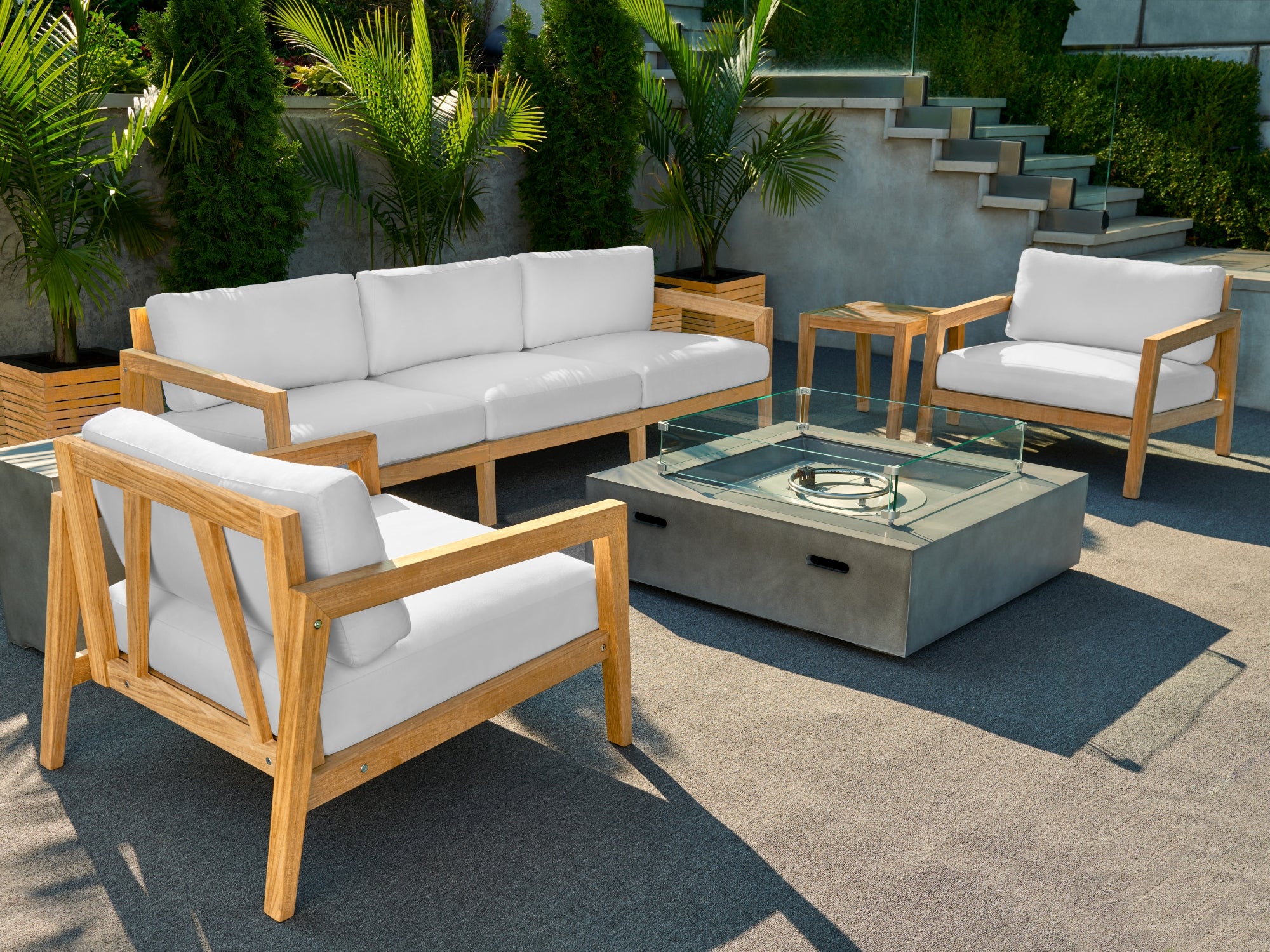 Rhodes 4 Seater Chat Set with Coffee Table and Side Table