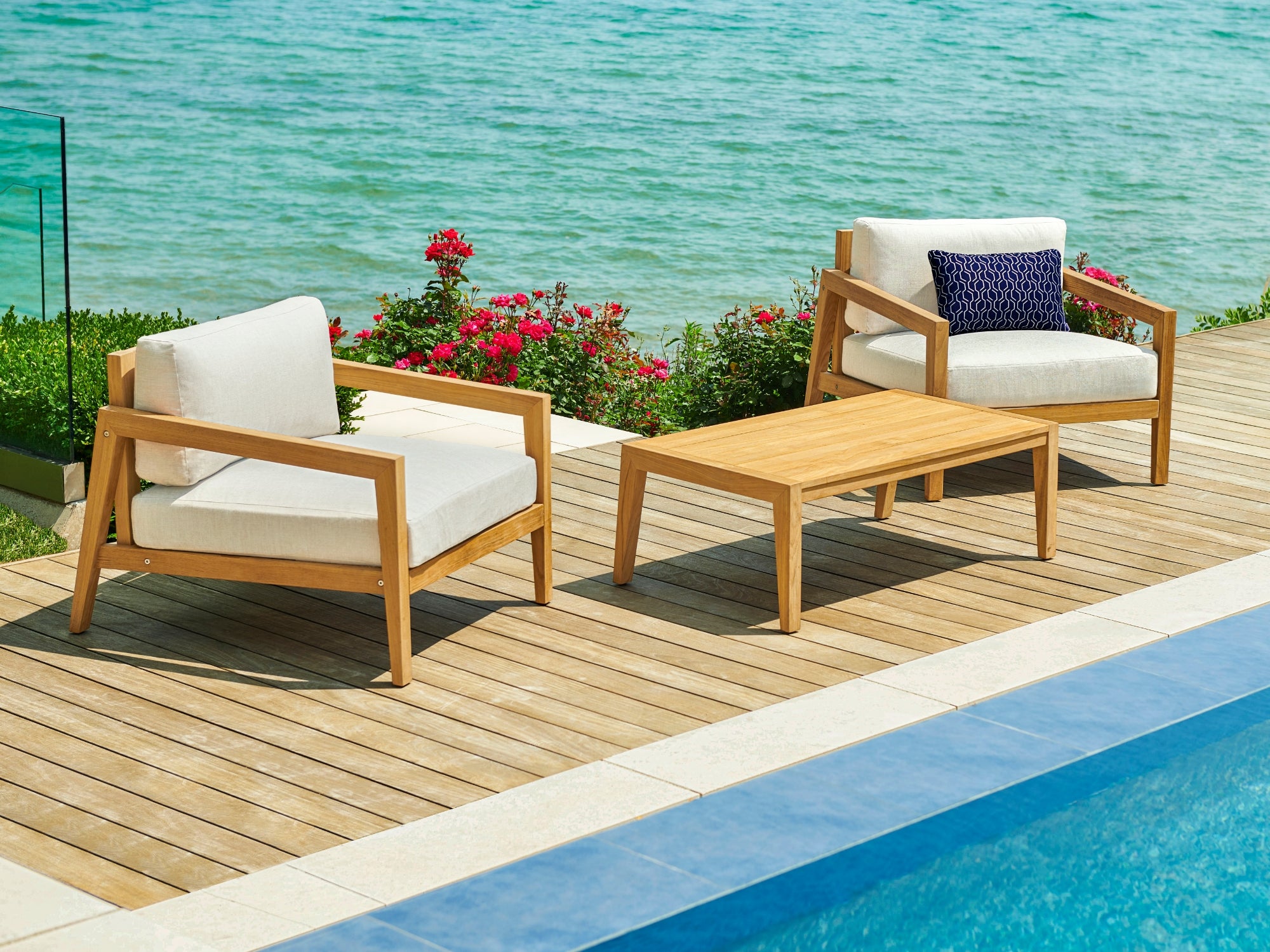 Rhodes 4 Seater Chat Set with Coffee Table and Side Table