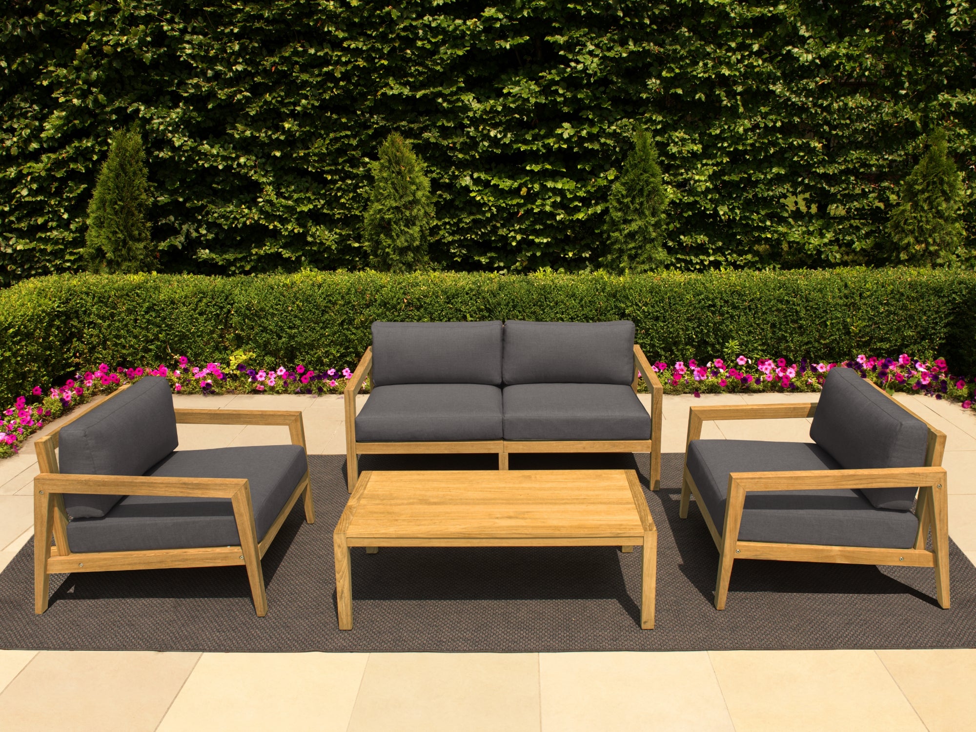 Rhodes 4 Seater Chat Set with Coffee Table and Side Table