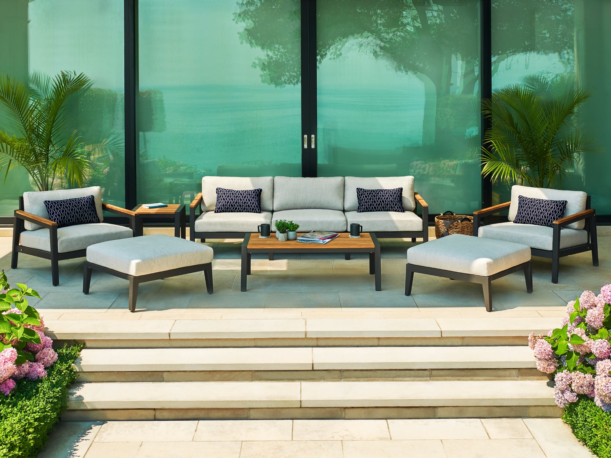 Rhodes 4 Seater Chat Set with Coffee Table and Side Table