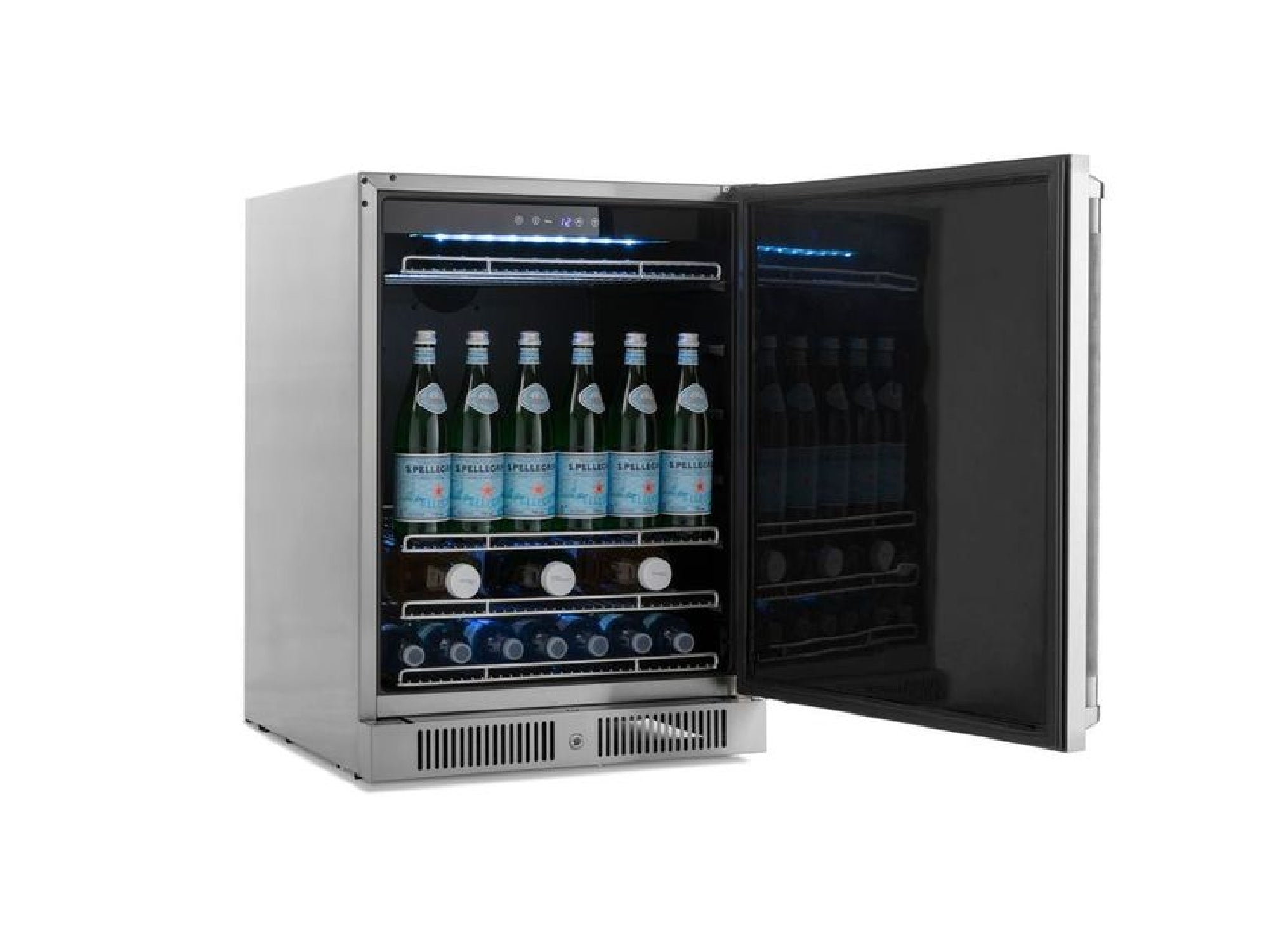 Outdoor Kitchen Stainless Steel Louvered Doors 6 Piece Cabinet Set with Sink, Bar, Grill Cabinet, Performance Grill, Countertop and Stainless Steel Door Fridge