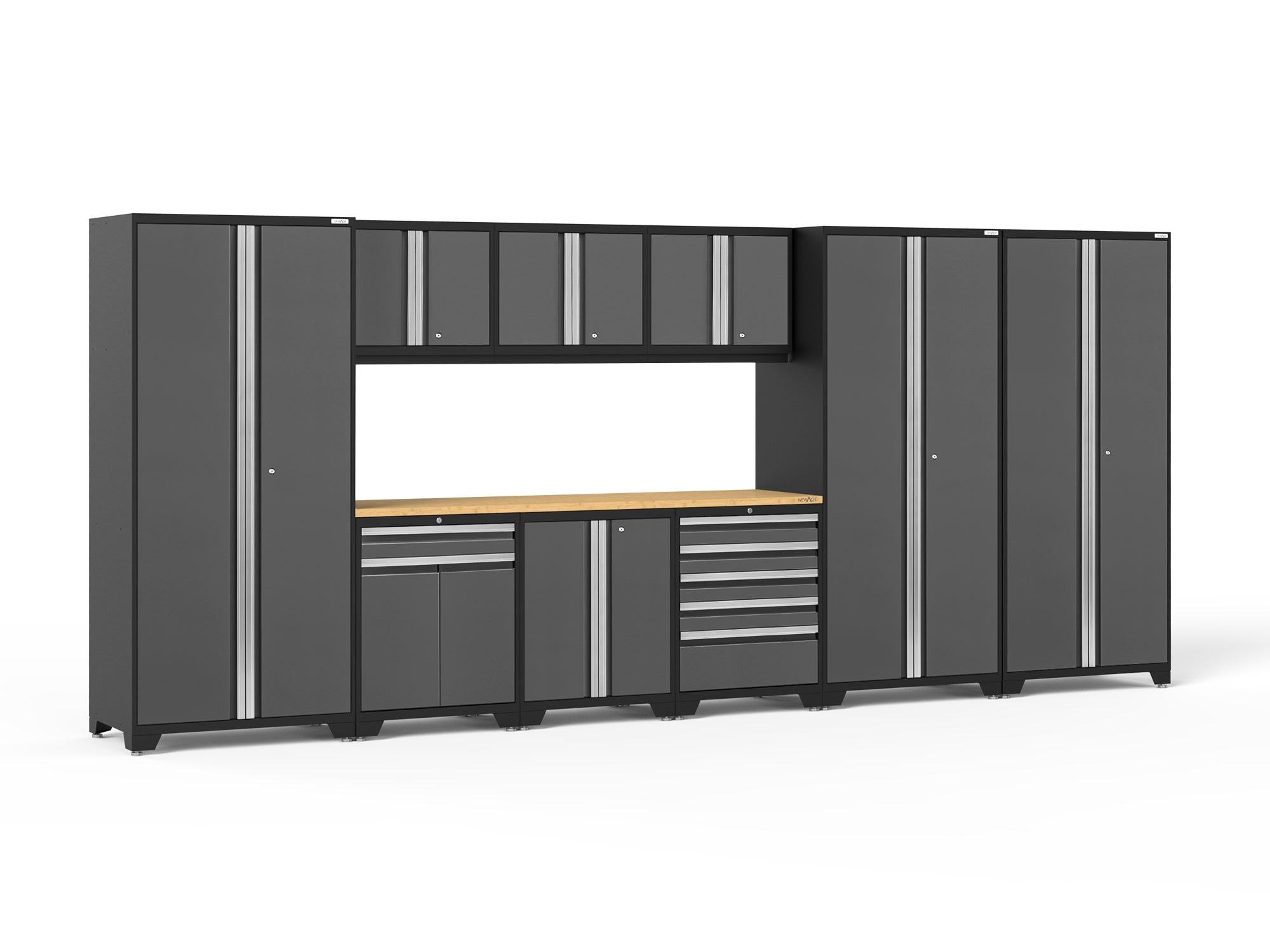 Pro Series 10 Piece Cabinet Set with Lockers, Tool Drawer Cabinet and 84 in. Worktop